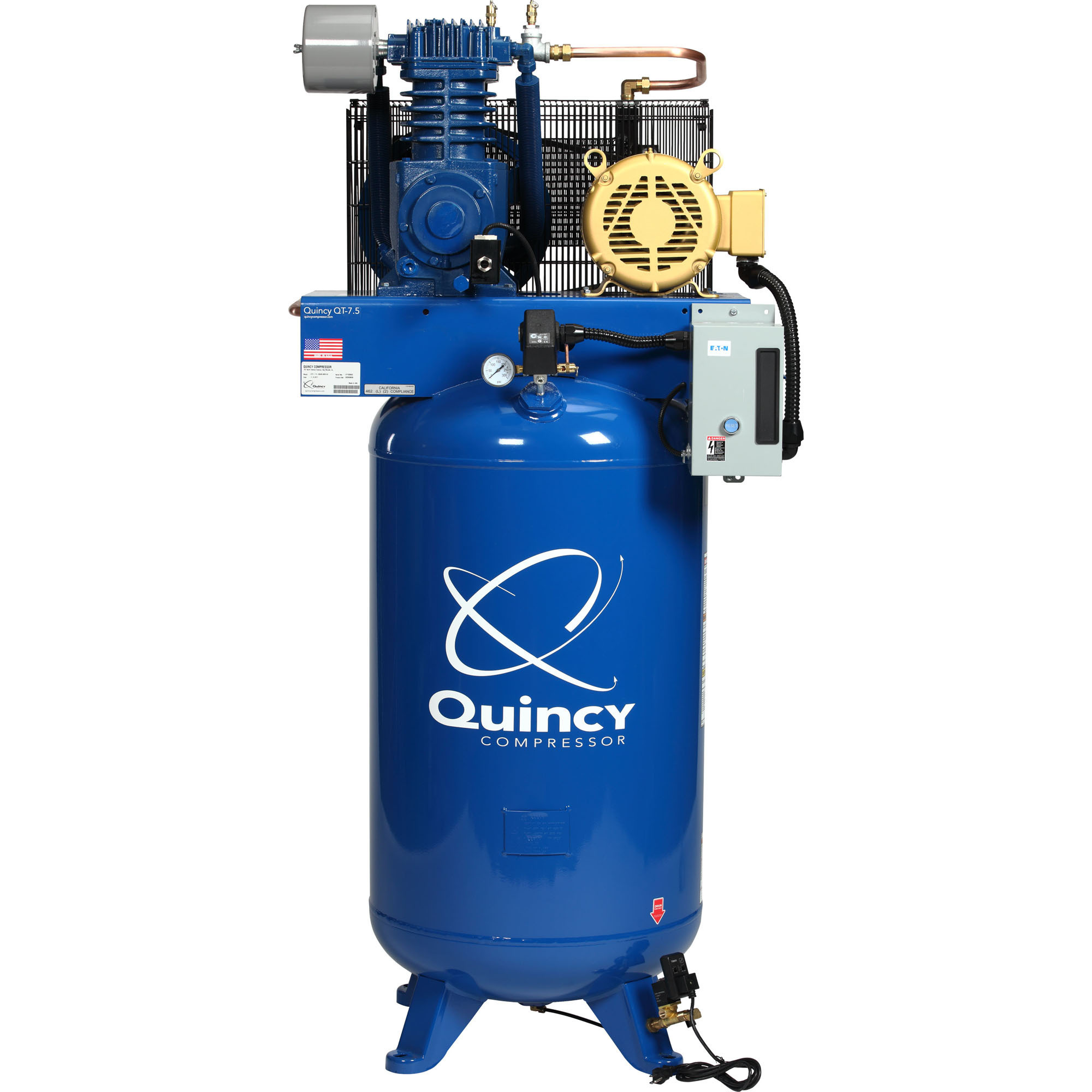 Compresor de aire Quincy QT1 7.5H 80G 2Stg 200V 3ph V MAX, 7.5 HP, 80 Gal, Modelo# 473D80VCB20M