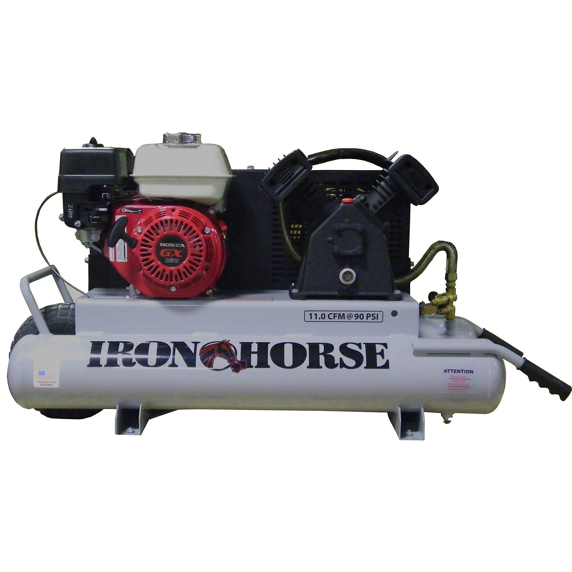 Compresor de Aire para Carretilla de 10 Galones Iron Horse, 5.5 HP, Modelo# IHTT55G