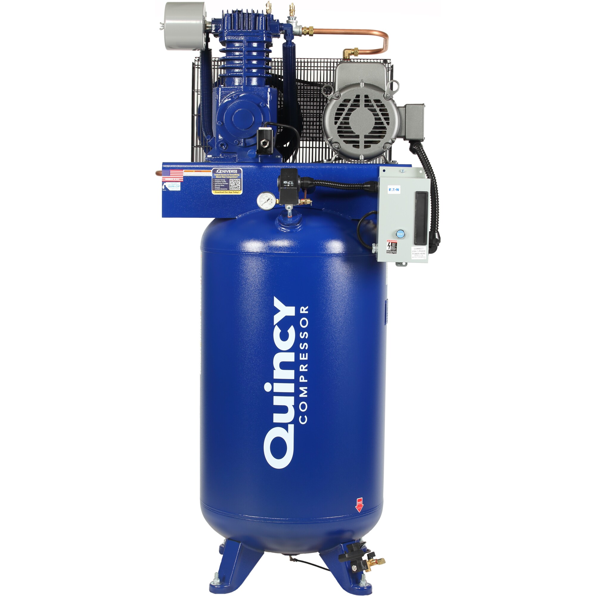 Compresor de aire Quincy QT1 7.5H 80G 2 Etapas 230V 1ph V MAX, 7.5 HP, Tanque de 80 Gal, Modelo# 471CS80VCBM