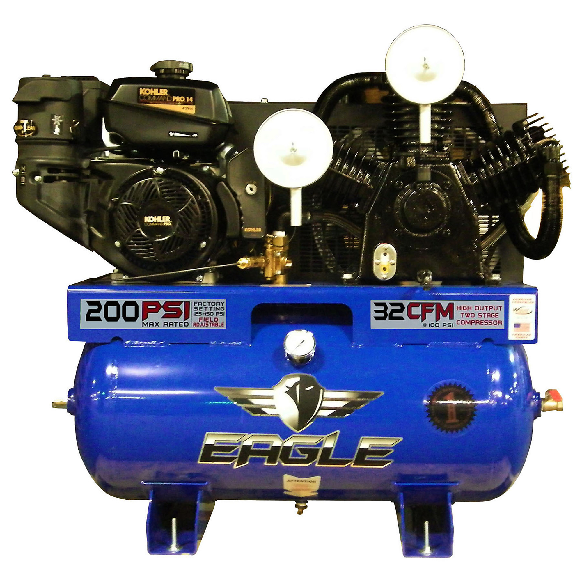 Compresor montado en camión EAGLE de 30 galones, 14 HP, tanque de aire de 30 galones, Modelo 14G30TRKE-KP