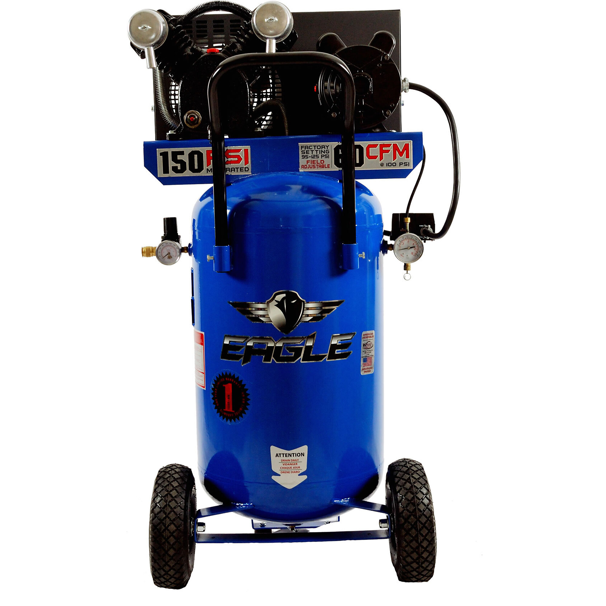 Compresor de aire vertical EAGLE de 24 galones, 3 HP, tanque de aire de 24 galones, 110 o 220 voltios, modelo P3124V1.