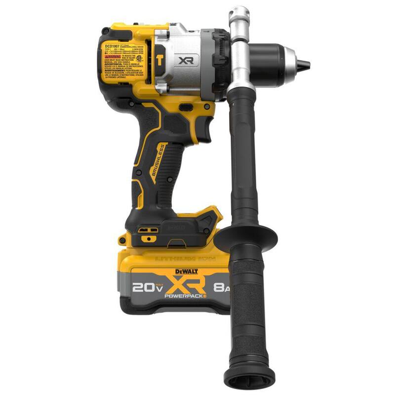 Juego de taladro percutor inalámbrico DEWALT 20V XR de ion de litio con batería de 8.0 Ah, cargador y bolso de kit - DCD1007WW1