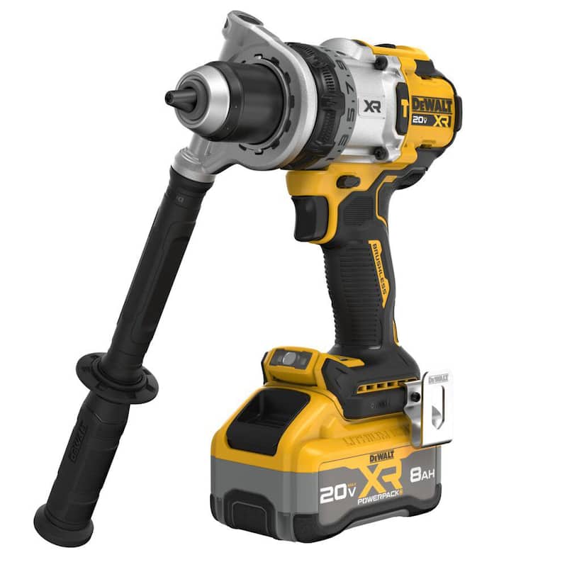 Juego de taladro percutor inalámbrico DEWALT 20V XR de ion de litio con batería de 8.0 Ah, cargador y bolso de kit - DCD1007WW1