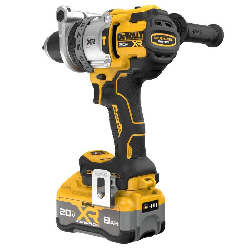 Juego de taladro percutor inalámbrico DEWALT 20V XR de ion de litio con batería de 8.0 Ah, cargador y bolso de kit - DCD1007WW1