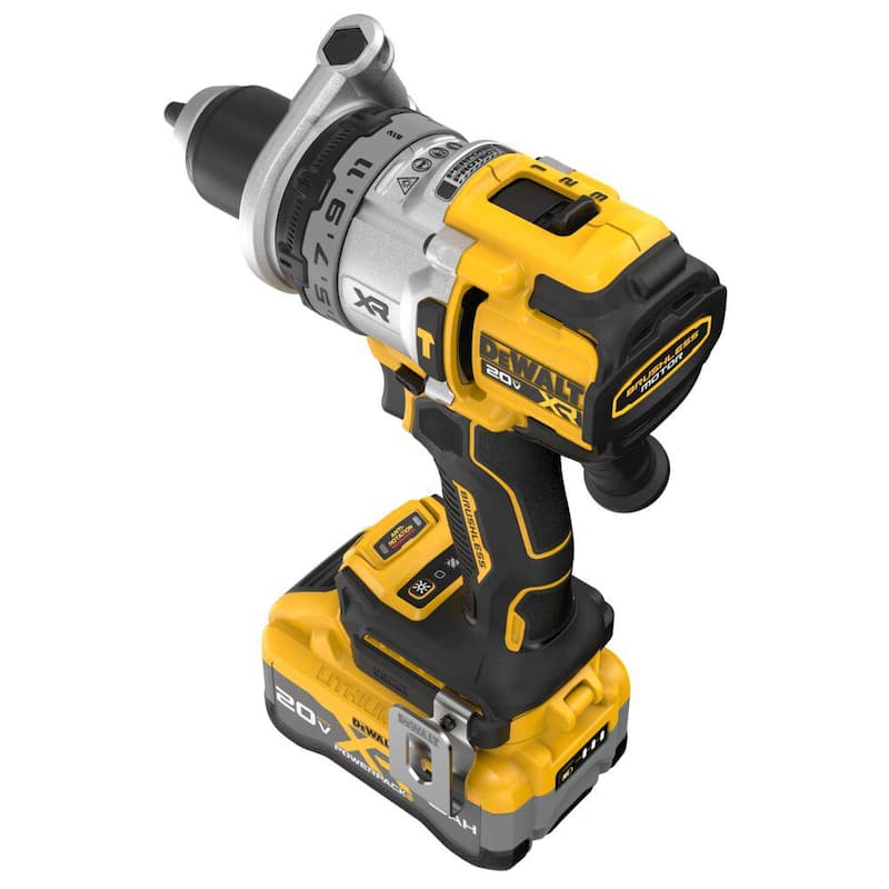 Juego de taladro percutor inalámbrico DEWALT 20V XR de ion de litio con batería de 8.0 Ah, cargador y bolso de kit - DCD1007WW1