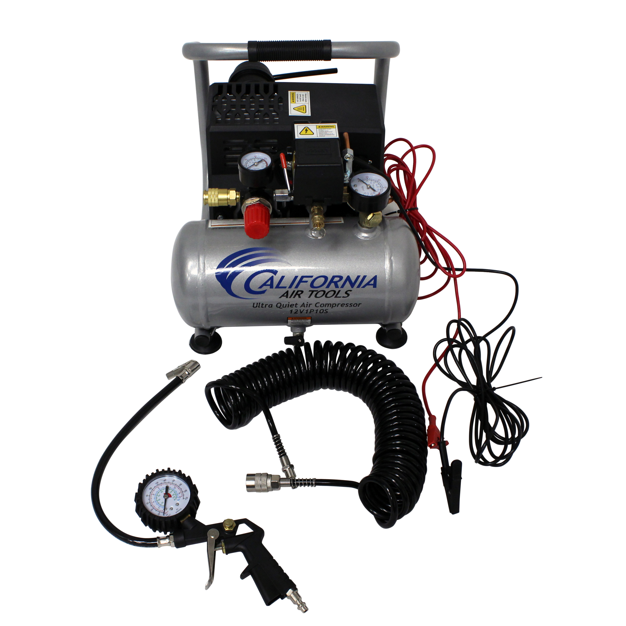 Compresor de aire portátil California Air Tools de 12v con tanque de aire de 1 galón, modelo 12V1P10S.