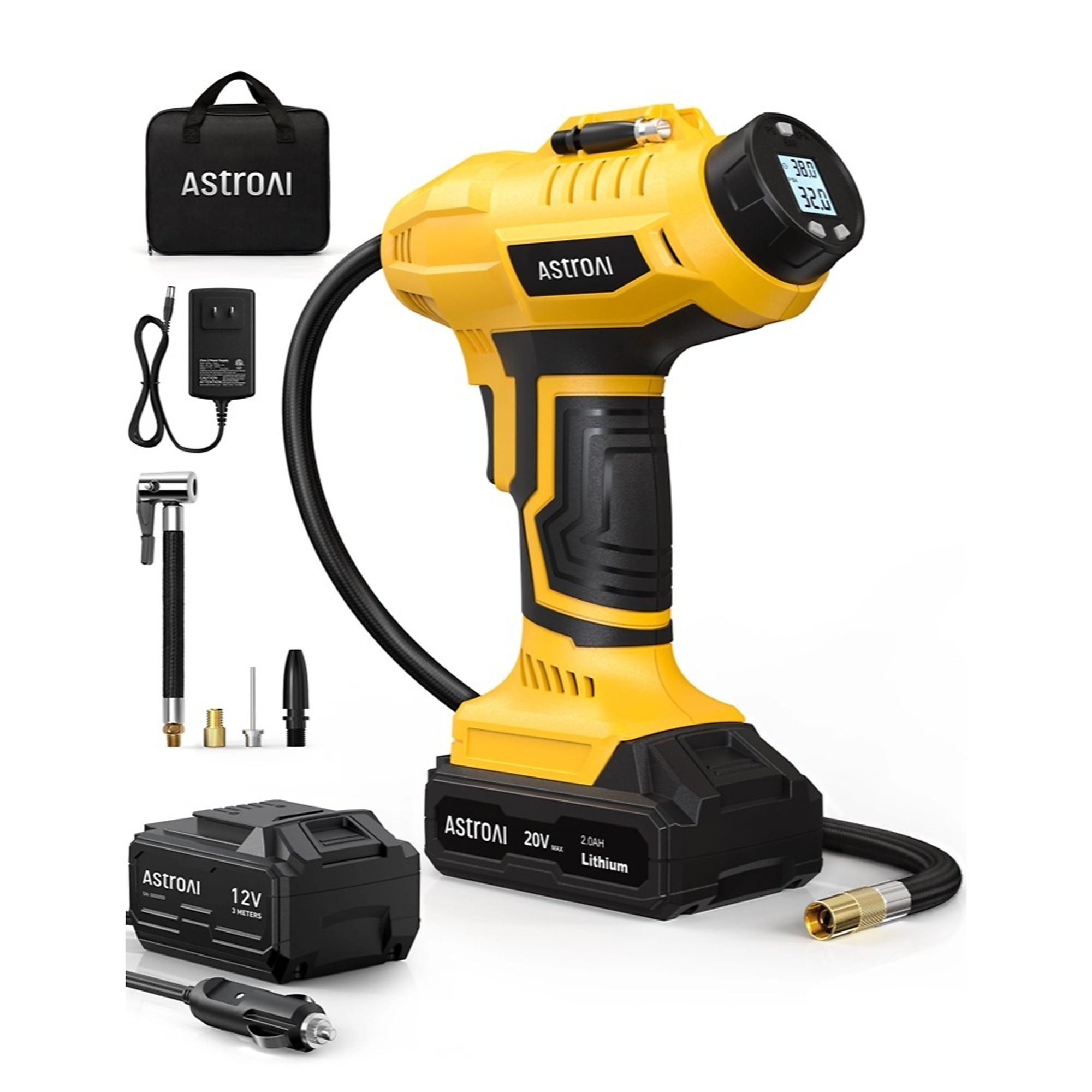 Inflador de neumáticos inalámbrico AstroAI 20V, 160 PSI, Modelo# ACACJY21LIDCYE-US