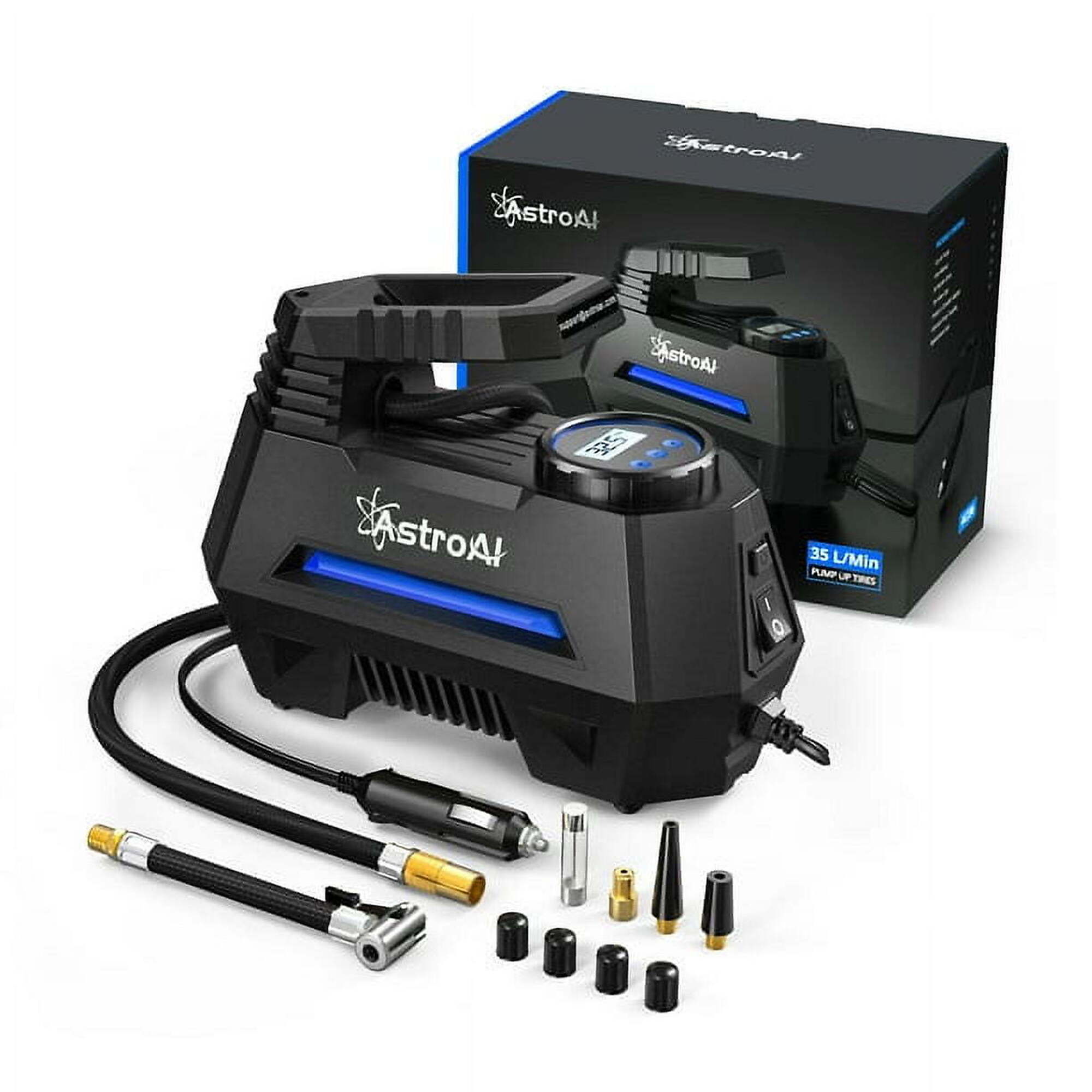 Inflador de llantas portátil AstroAI, bomba de aire 12V, modelo ASIA220BL