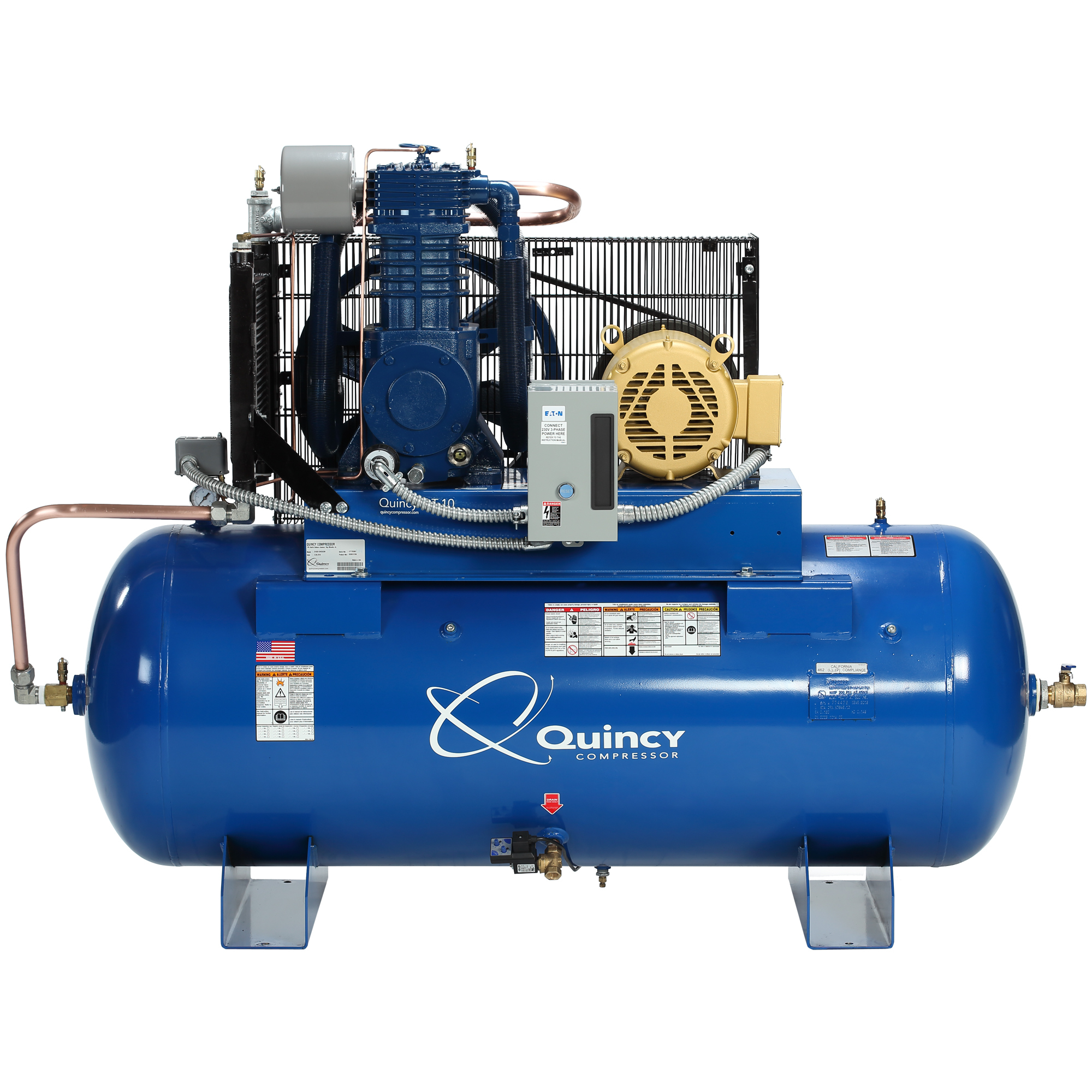 Compresor de Aire Quincy, QT2 10H 120G 2 Etapas 460V 3PH HM, 10 HP, Tanque de Aire 120 Gal, Modelo# 4103D12HCB46M.