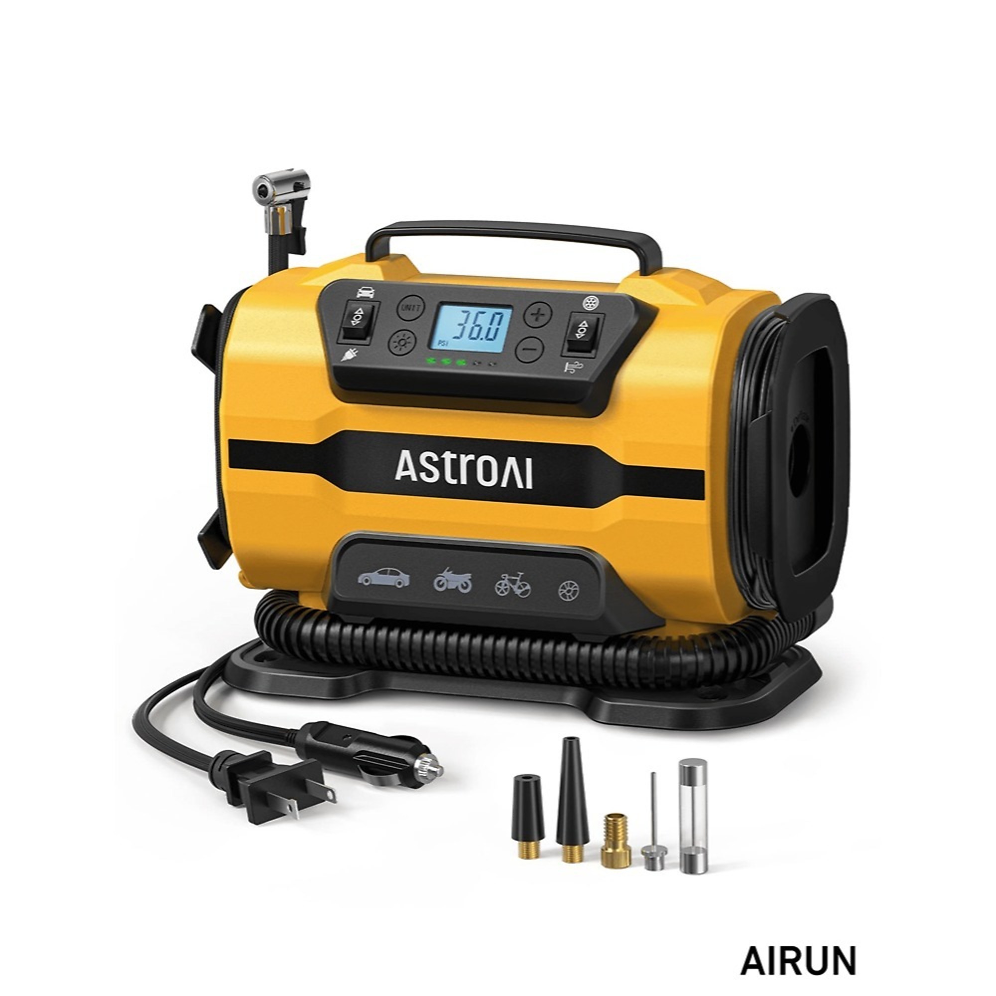 Inflador de llantas portátil AstroAI/Air Compressor, doble alimentación, 150 PSI, Modelo# ACAC8466LY-US