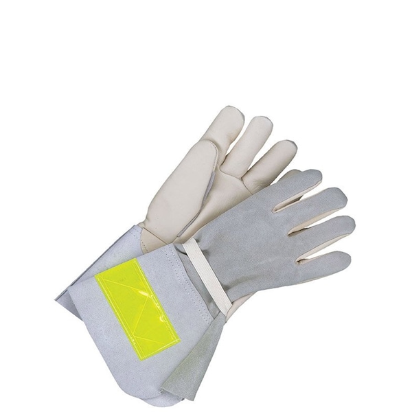 Guante de utilidad con dorso de cuero dividido de grano premium Bdg, palma de cuero dividido, con Nomex, empaquetado retractilado, tamaño M - 64-9-1268FR-10-K.