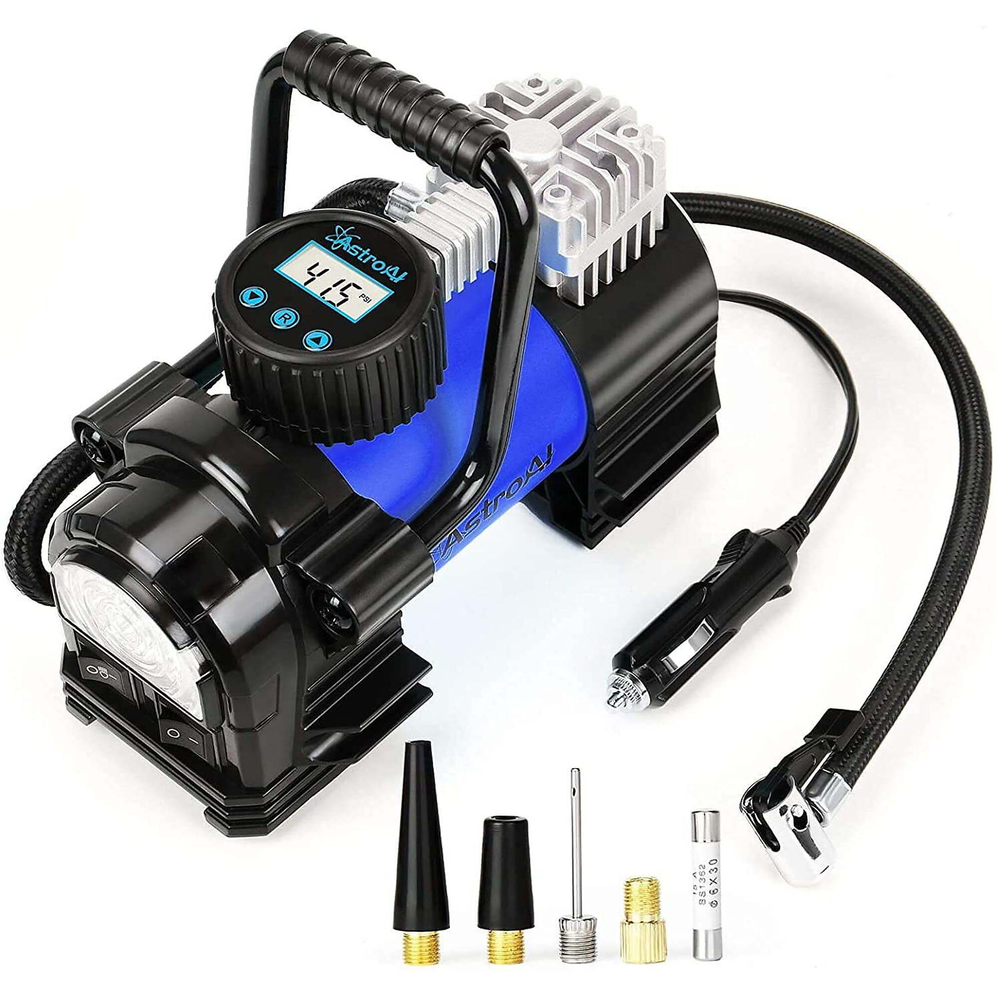 Compresor de aire/inflador de llantas portátil AstroAI, 150 PSI, Modelo # ASIAC300BL