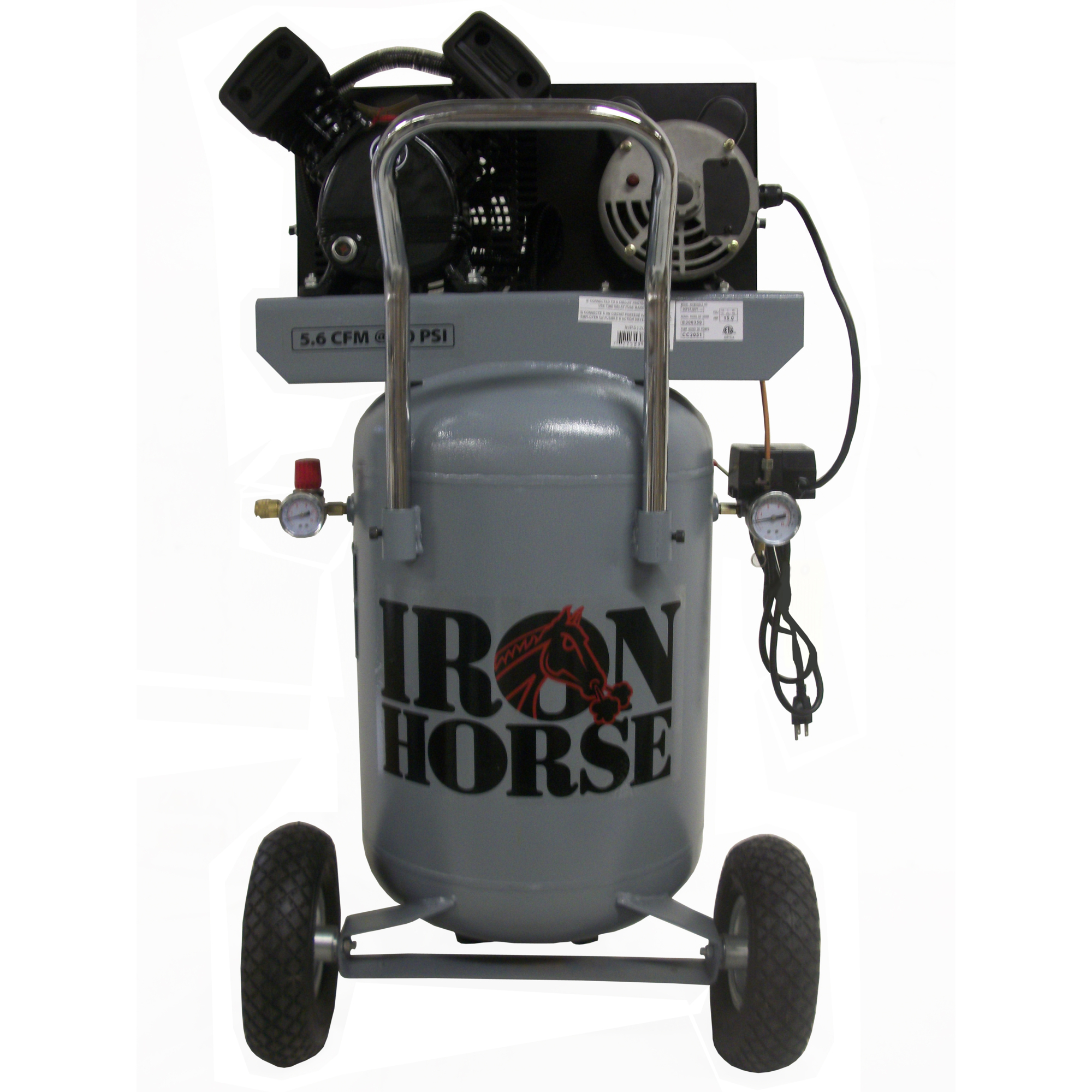 Compresor de correa de 20 galones Iron Horse, 2 HP, tanque de aire de 20 galones, disponible en 110 o 220 voltios, modelo IHP5120V1-US.