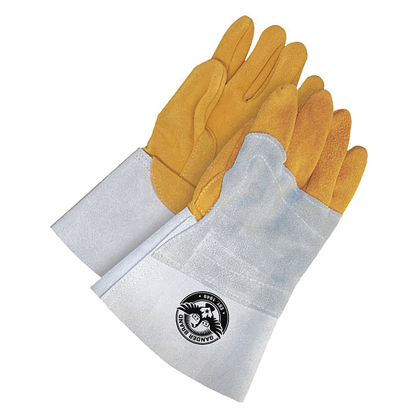 Guante de soldadura TIG Bdg de piel de venado con parche en la parte trasera de la mano izquierda, termoencogible, tamaño S - 64-1-1145-9-K.
