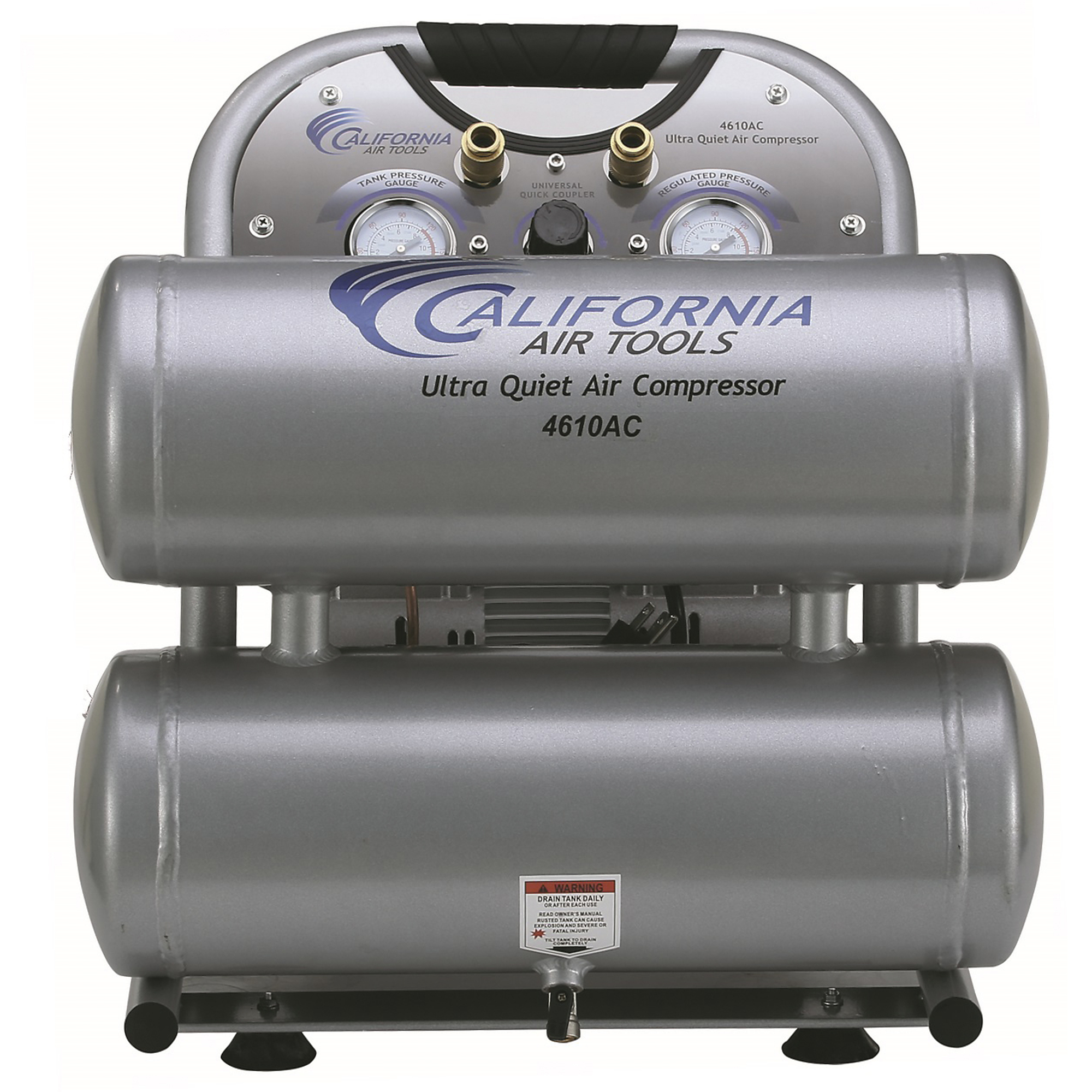 Compresor de aire portátil de aluminio California Air Tools, 4 Gal 1 Hp, 1 HP de potencia, tanque de aire de 4 galones, 110 voltios Modelo #4610AC.