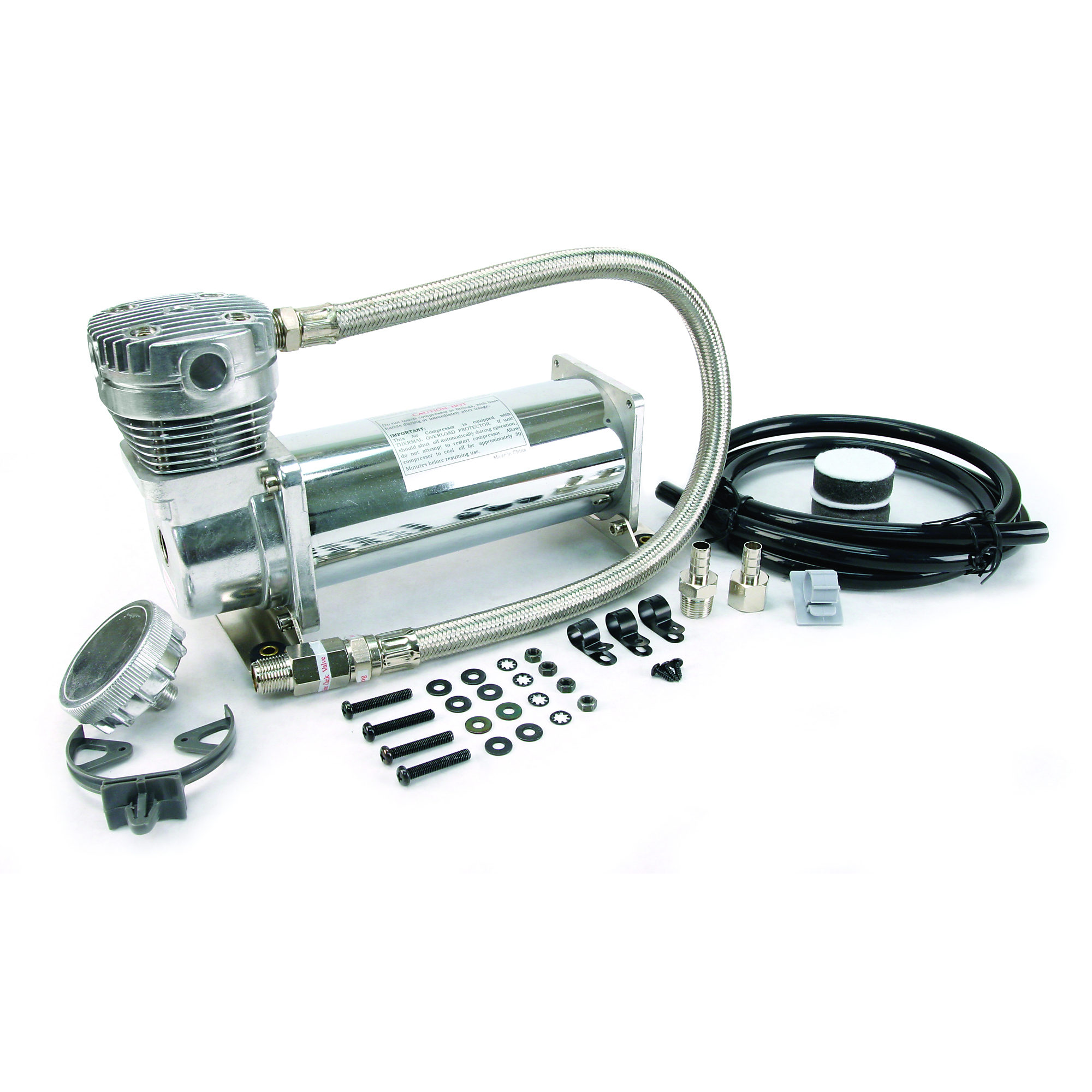 Kit de Compresor de Aire Viair 480C Cromado, Potencia de 0.25 HP, Capacidad de Tanque de Aire de 0 Gal, 12 Voltios, Modelo# 48043.