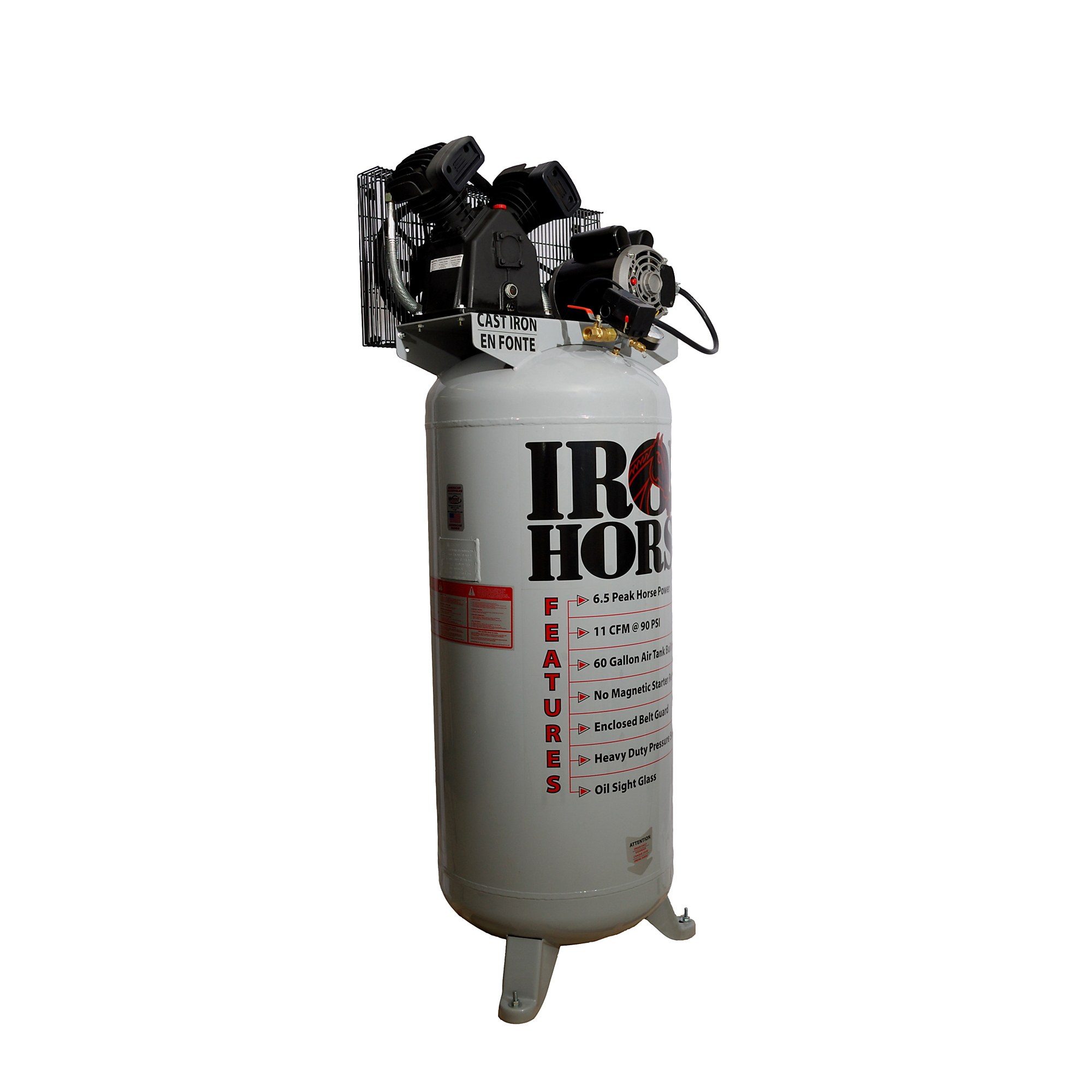 Compresor de aire estacionario Iron Horse de 60 galones - 6 HP - 220V - Modelo IHD6160V1