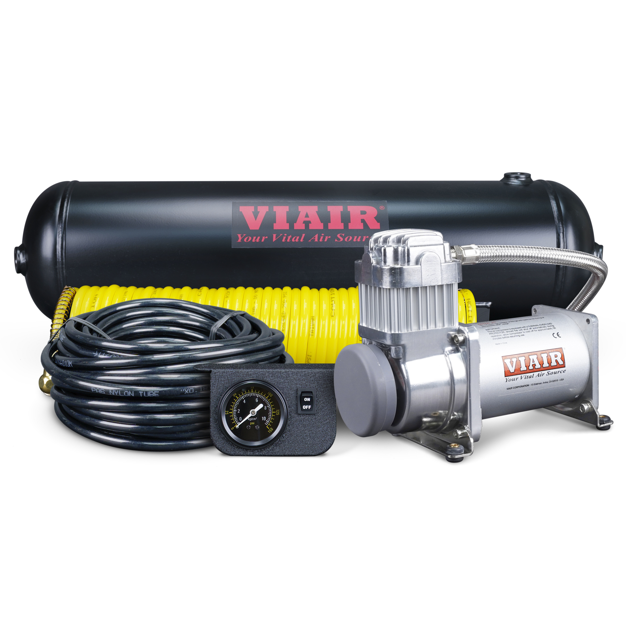 Sistema de Aire a Bordo Viair Medium Duty - Caballos de Fuerza 0.25 HP - Tanque de Aire de 2.5 Galones - Modelo #10003 - 12 Volts