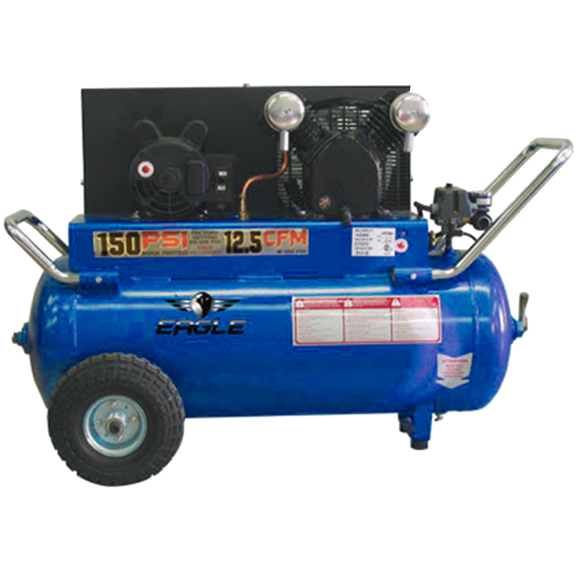 Compresor EAGLE de 25 galones con control dual, 3.7 HP, tanque de aire de 25 galones, 220 voltios, Modelo# P4125H1.