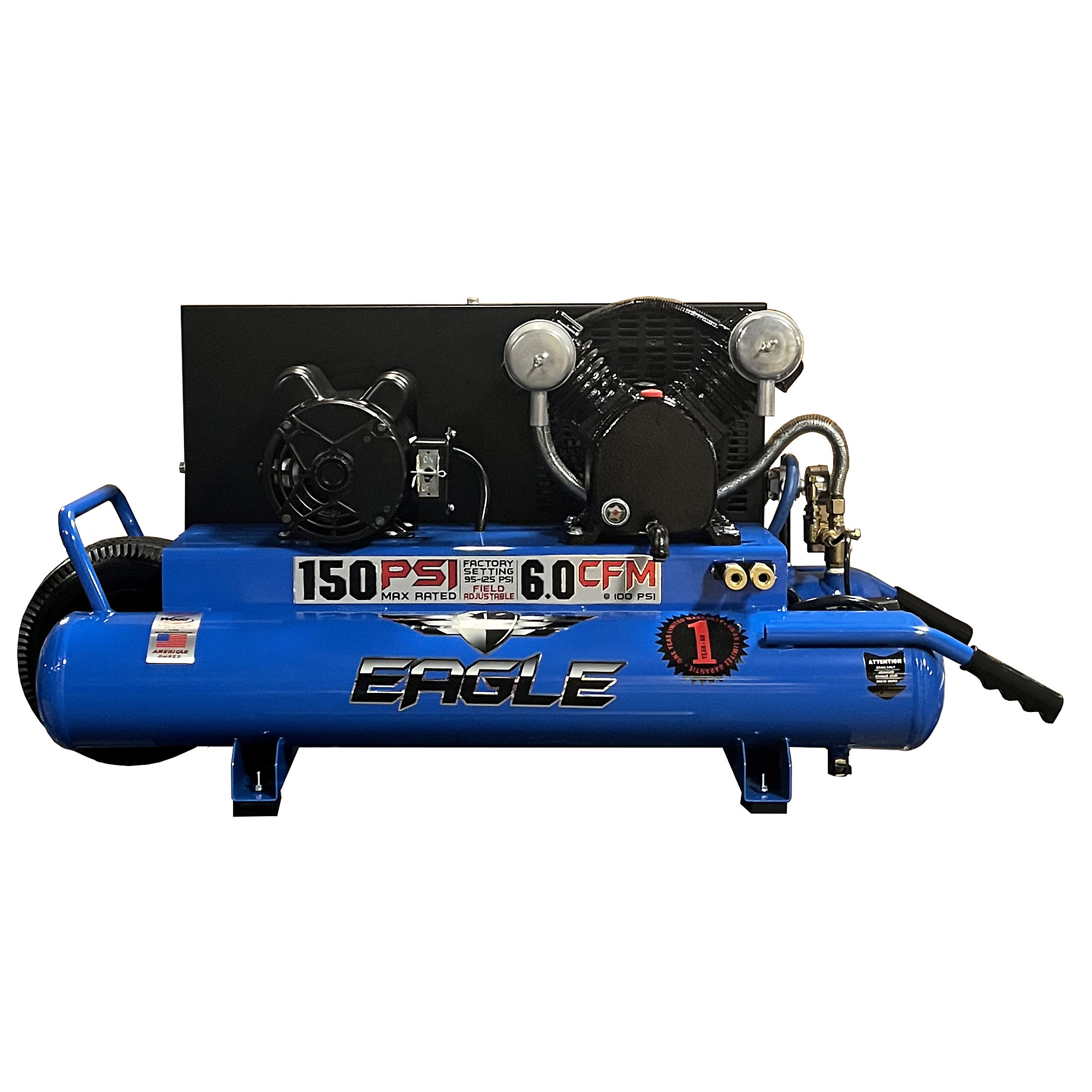 Compresor de Rueda Eléctrico de Control Dual EAGLE, Potencia 3 HP, Capacidad del Tanque de Aire 10 Gal, Voltaje 110/220 Modelo TT318E-DV.