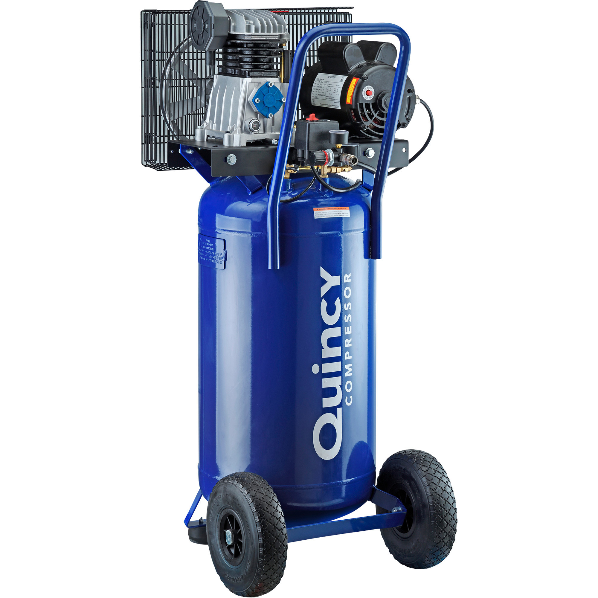 Compresor de aire eléctrico portátil Quincy de una etapa, 2 HP, vertical de 24 galones, 7.4 CFM, Modelo# Q12124VP