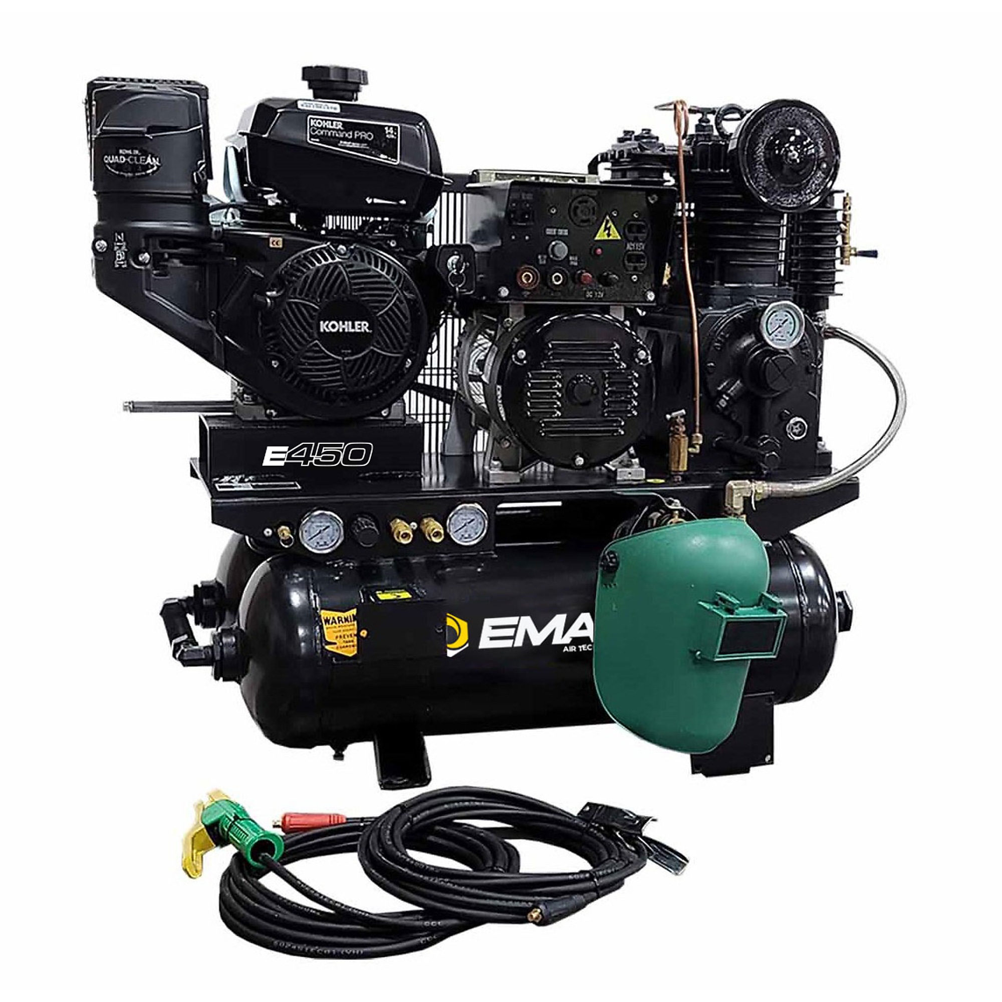 Compresor/Generador/Soldadora a Gas EMAX 3-en-1, Motor Kohler de 14 HP, Tanque Horizontal de 20 Galones, Modelo# EGES14020T.