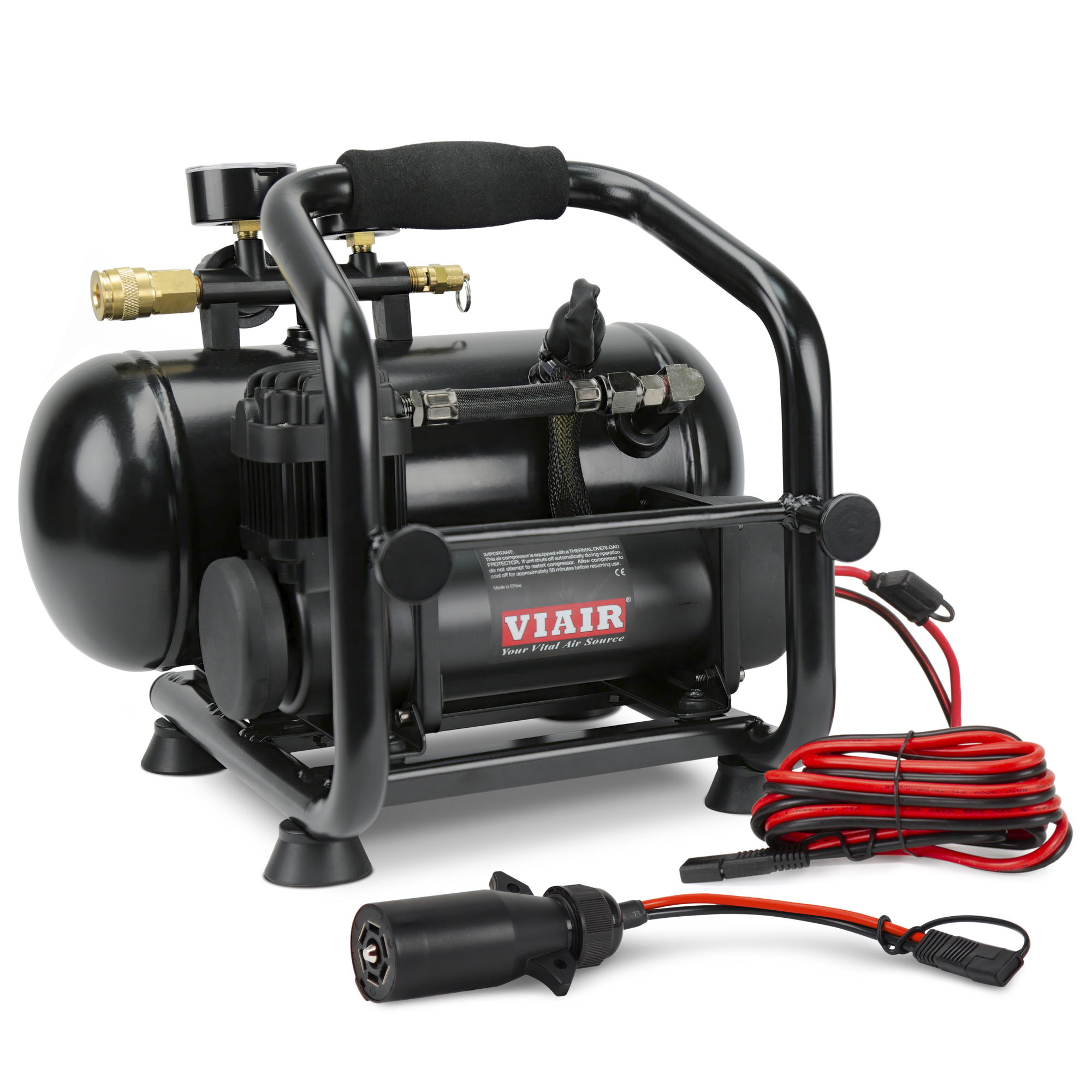 Compresor de Aire Portátil Viair PlugNPlay con Acceso a Energía de 7 Vías, 0.25 HP, Tanque de Aire de 1.5 Galones, 12 Voltios Modelo# 38035