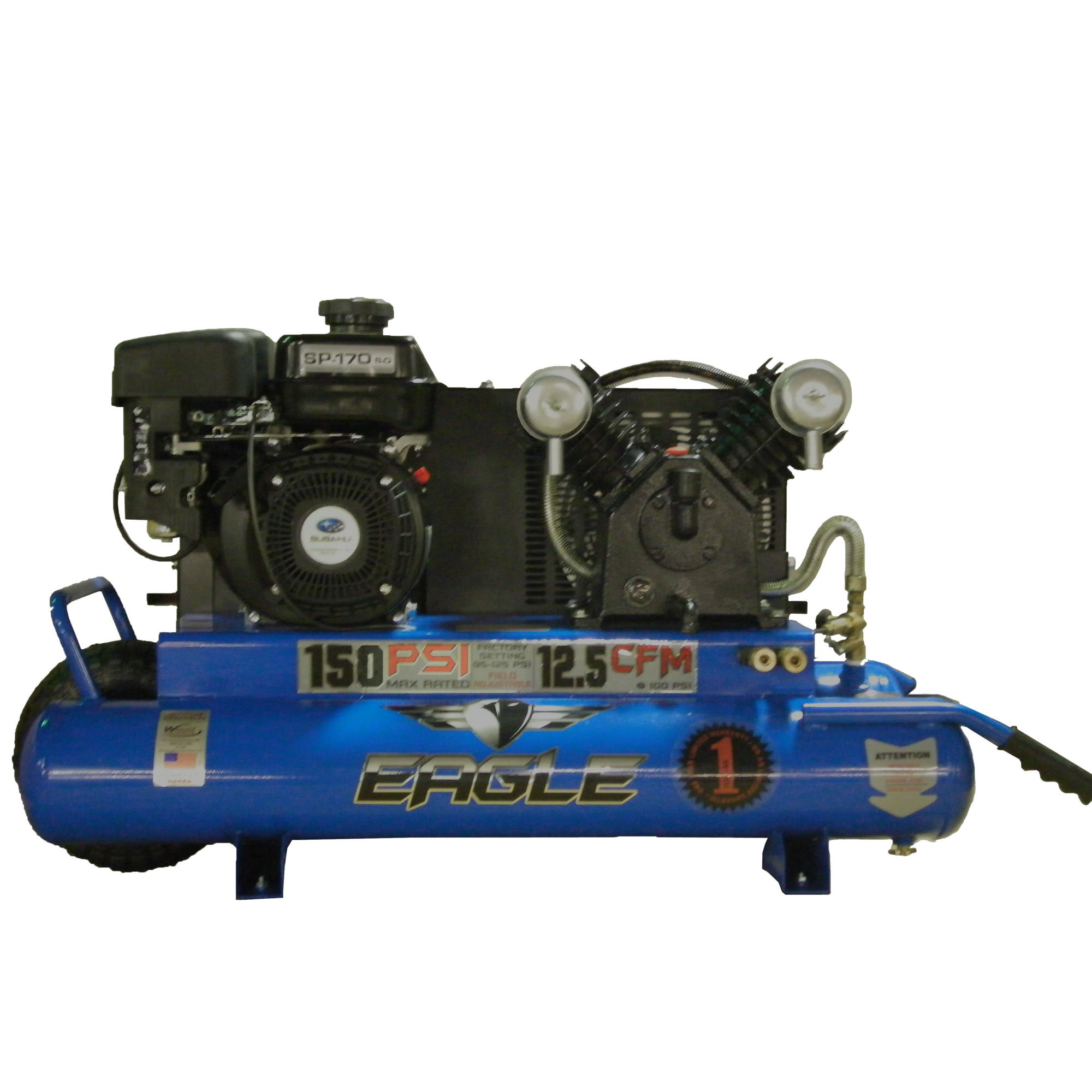 Compresor de aire de 10 galones con ruedas EAGLE, potencia de 6 HP, tanque de 10 galones, modelo TT60G.