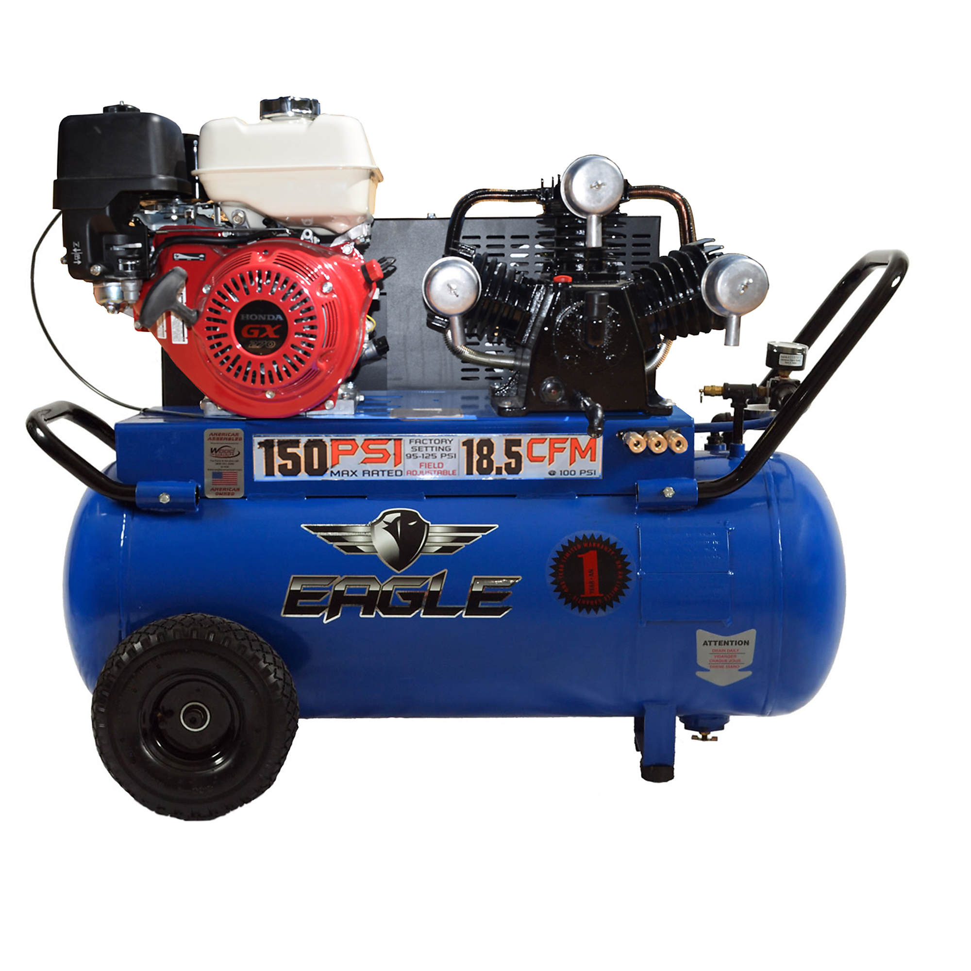 Compresor de aire EAGLE de 25 galones, 18.5 CFM, 9 HP - Modelo P90G25H1