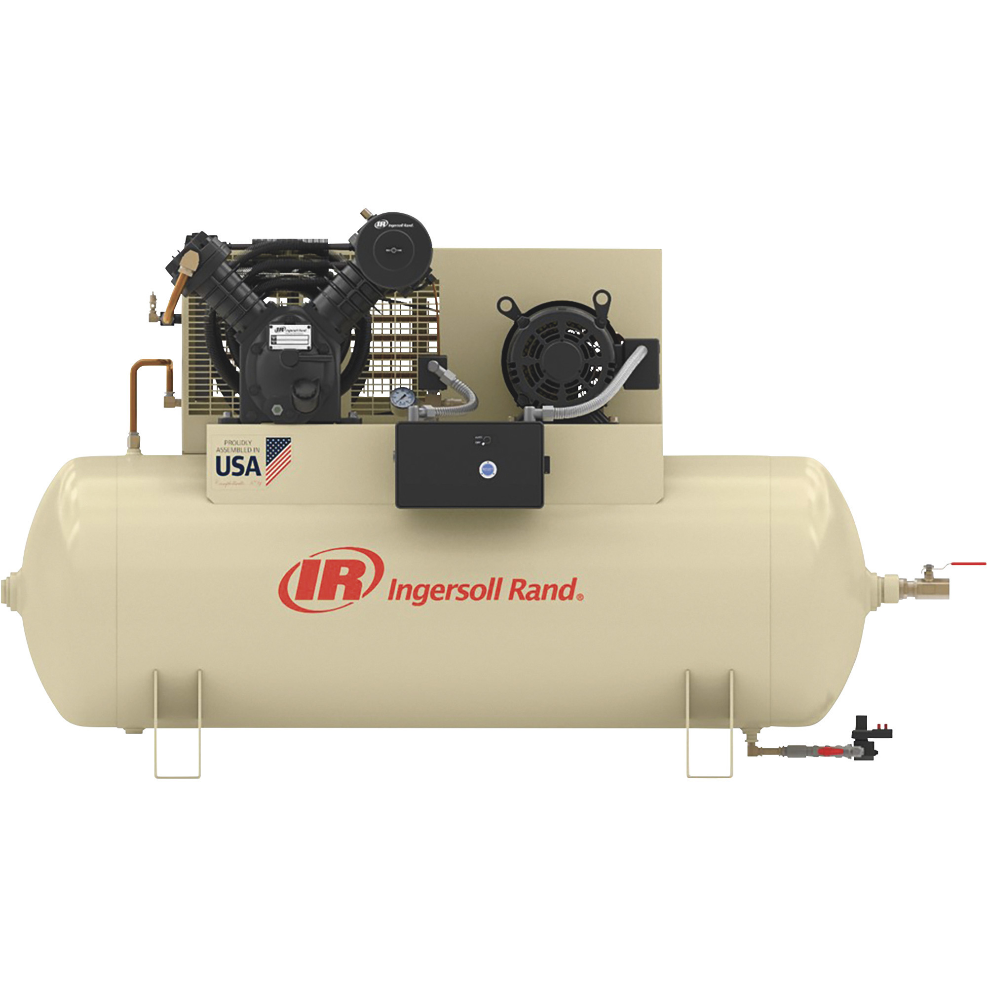 Compresor de aire reciprocante Ingersoll Rand Type-30, 10 HP, 200 Voltios, 3 Fases, 120 Galones Horizontal, Modelo# 2545E10-VP (Paquete de Valor Plus)