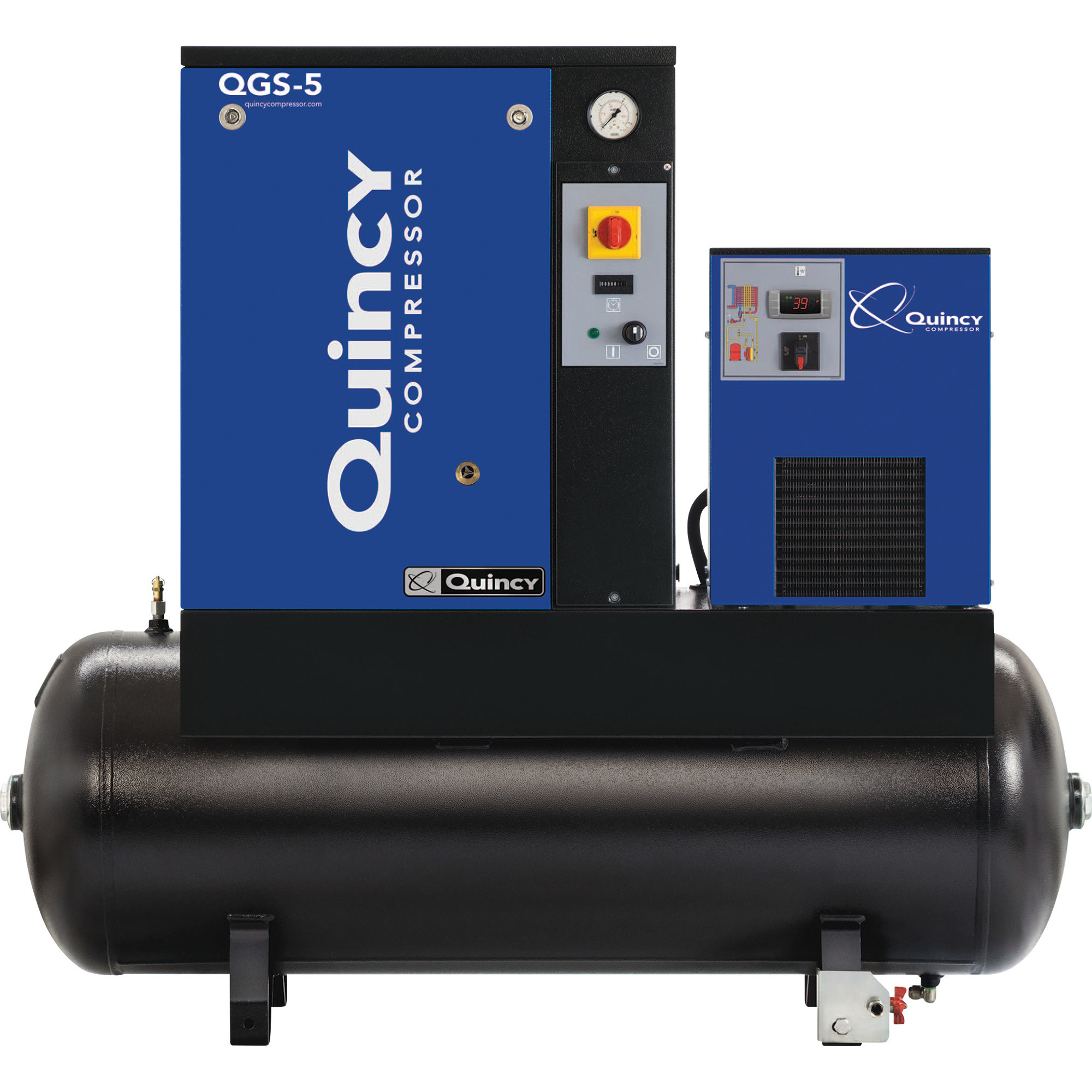 Compresor de Aire Rotativo Quincy QGS-5 con Secador, 230 Volts, Monofásico, 5 HP, 16.6 CFM, 60 Galones, Modelo# 4152051926.