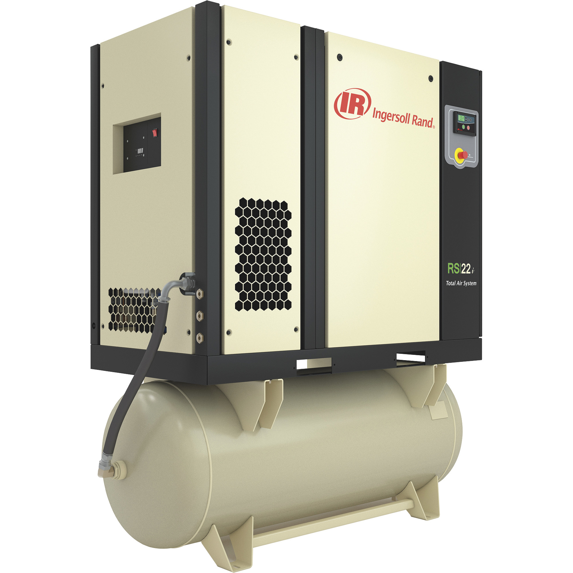 Compresor de Aire de Tornillo Rotativo Ingersoll Rand Next Generation R-Series con Secador de Aire Integrado — 25 HP, 120 Galones Horizontal, Modelo# RS18i-A115-TAS