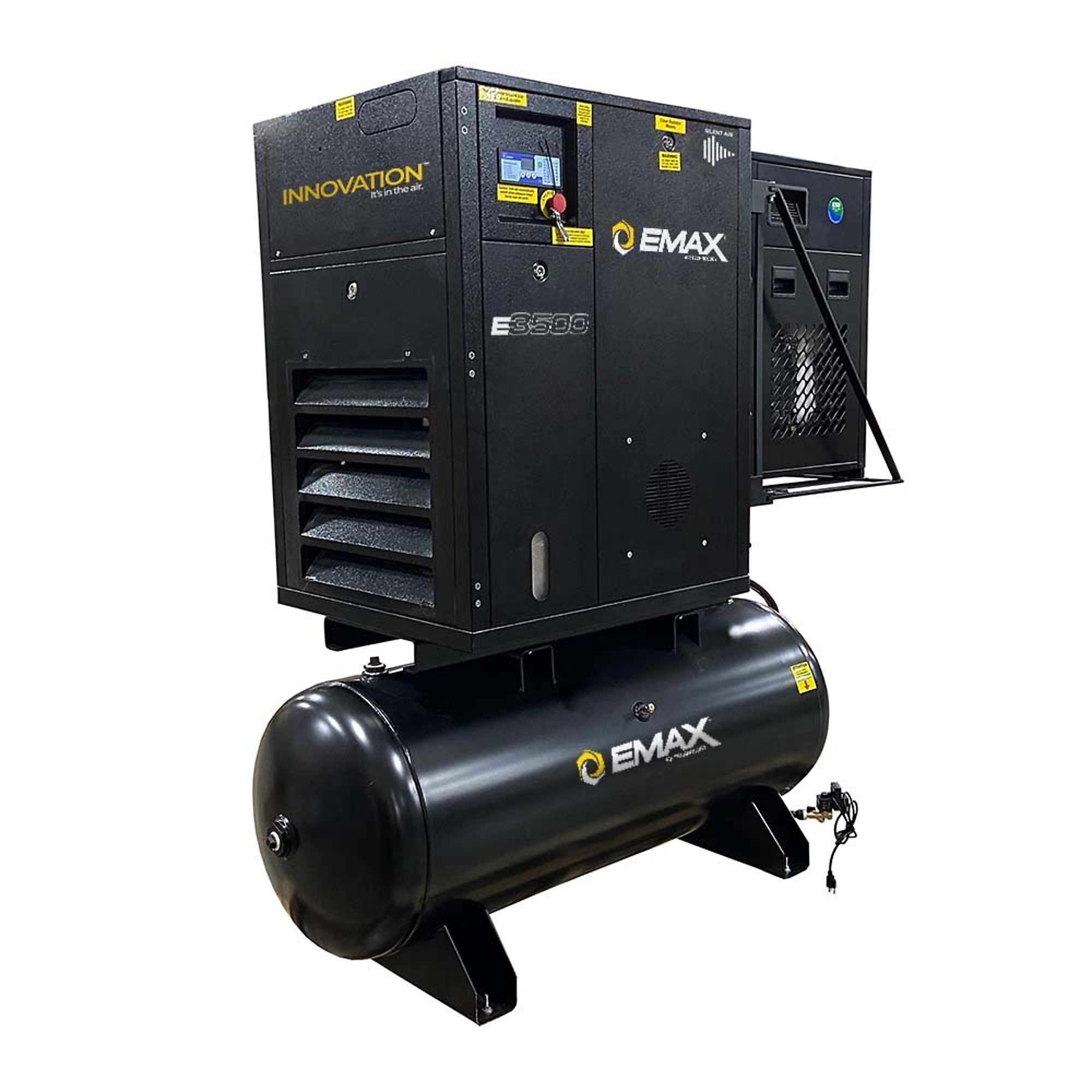 Compresor de aire rotativo de tornillo con montaje en tanque EMAX con secador de aire, 20HP, 120 galones, 230/460 voltios, Modelo# ERIK200003
