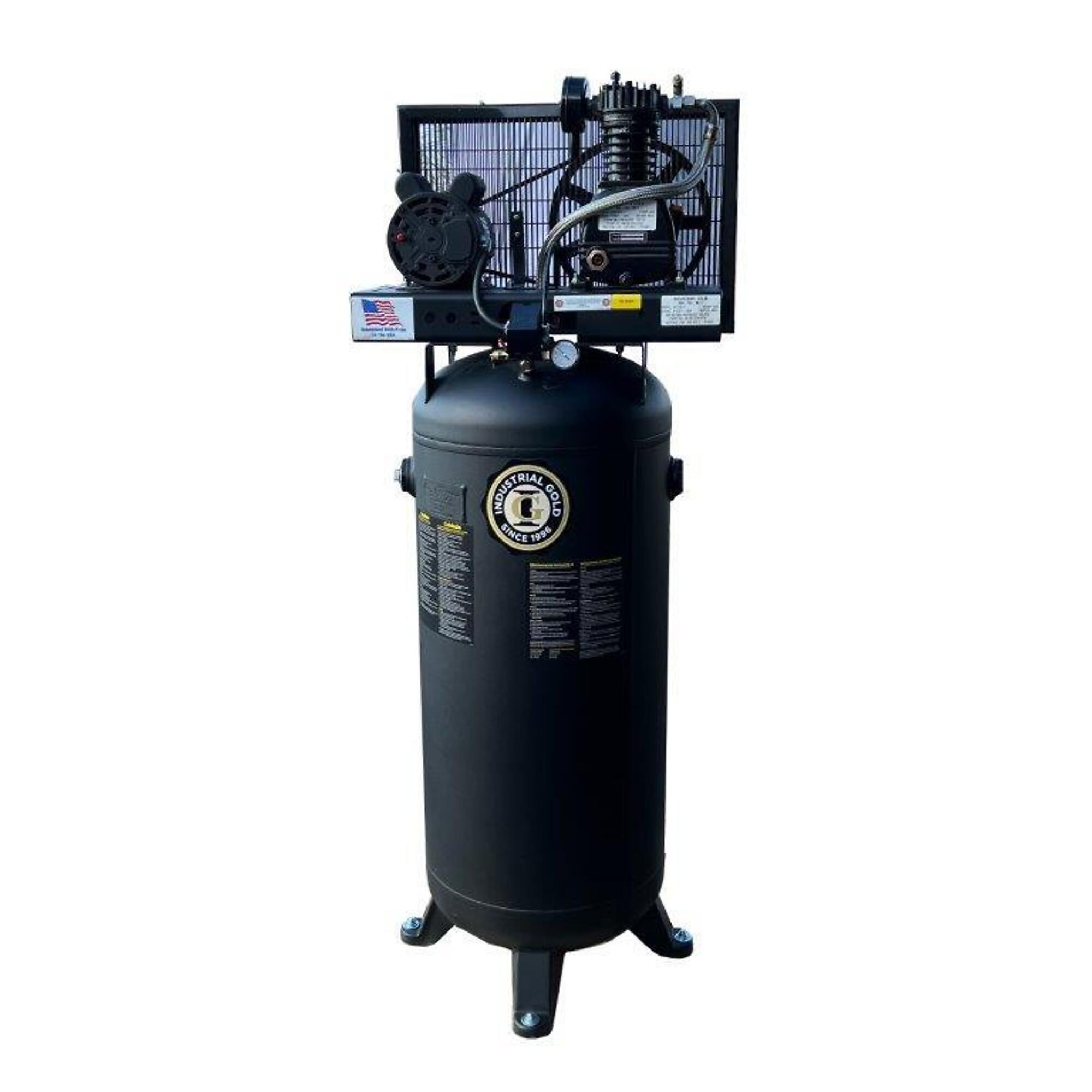 Compresor Industrial Gold de 3.5hp, 60 galones 12CFM125PSI, Modelo CI521E61V - 208-230V.