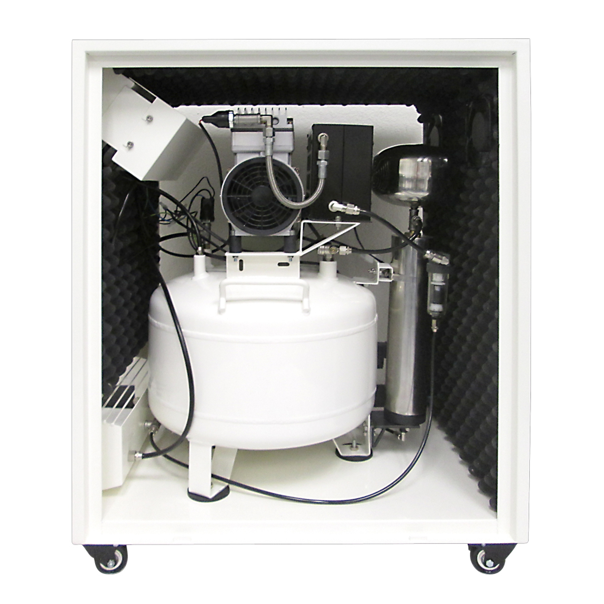Gabinete insonorizado para secador de aire California Air Tools de 8 galones y 1 HP, modelo # 8010DSPC.