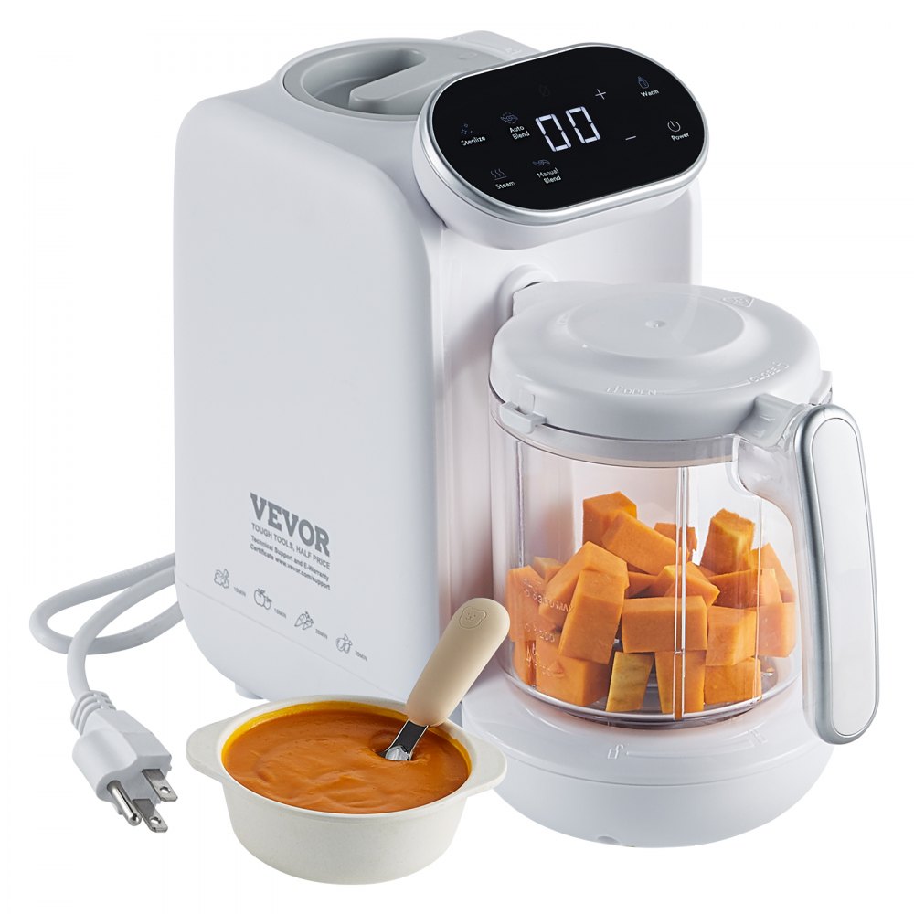 VEVOR Baby Food Maker, 430W Baby Food Processor with 750 ml Tritan Bowl, SUS304 Stainless Steel, 5 in 1 Baby Food Puree Blender Steamer Grinder for Food, Fruit, Vegetable, Meat - WSYEFSJ12L30LJDS6V1