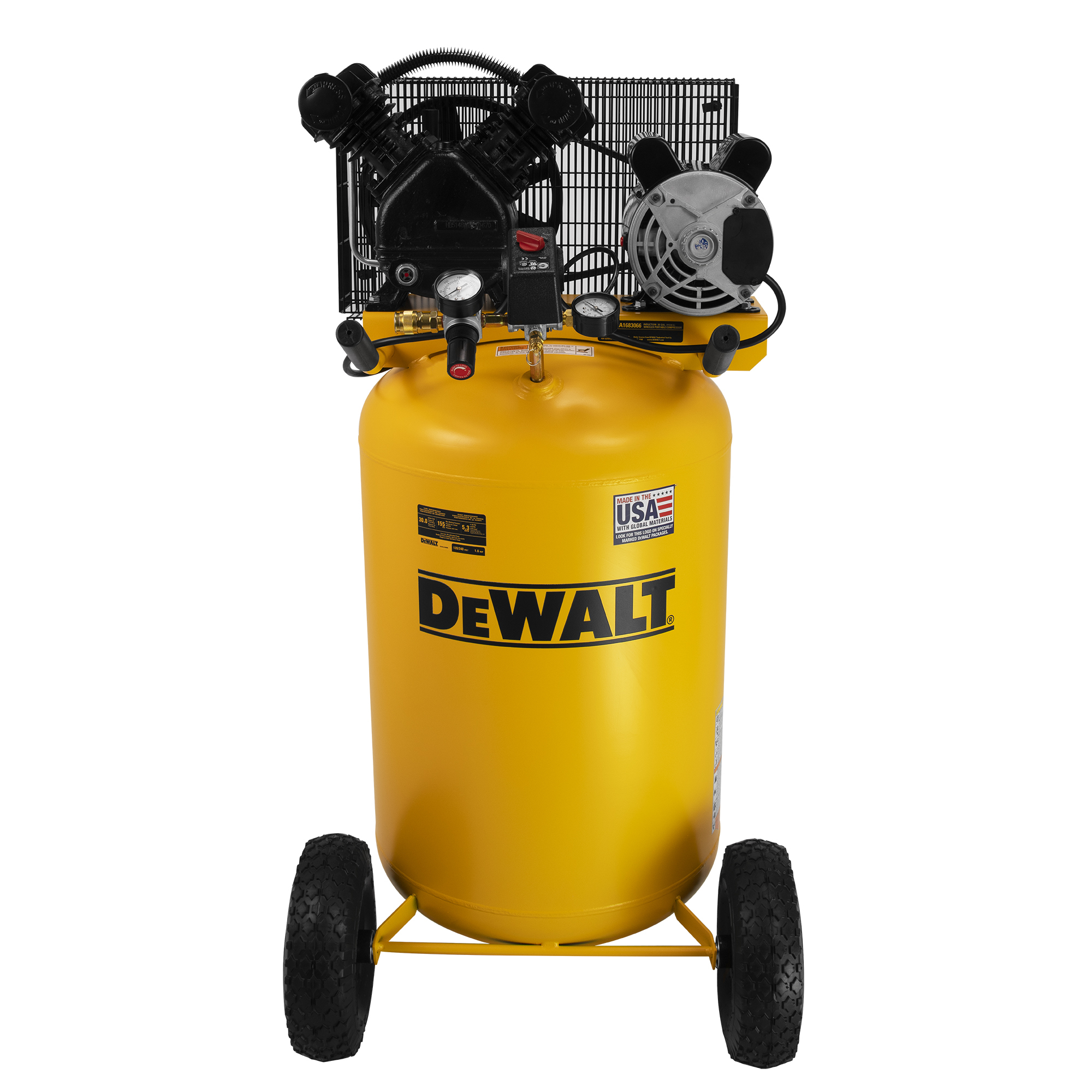 Compresor de Aire Portátil DEWALT de 30 galones, Vertical, Motor V-Twin de 1.6 HP, Modelo DXCMLA1683066.
