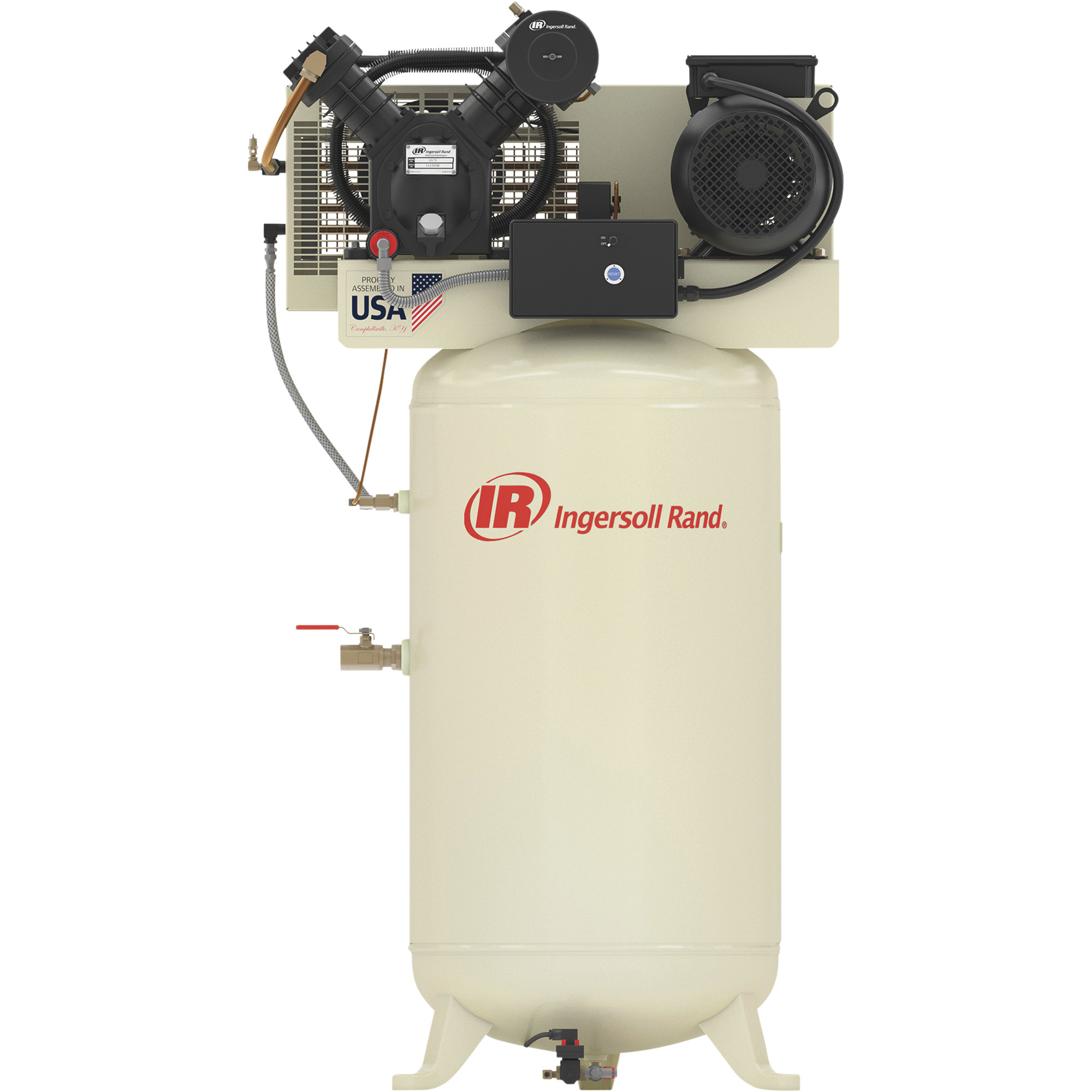Compresor de aire de pistón Ingersoll Rand Type-30 (Totalmente equipado) — 7.5 HP, 80 galones, vertical.