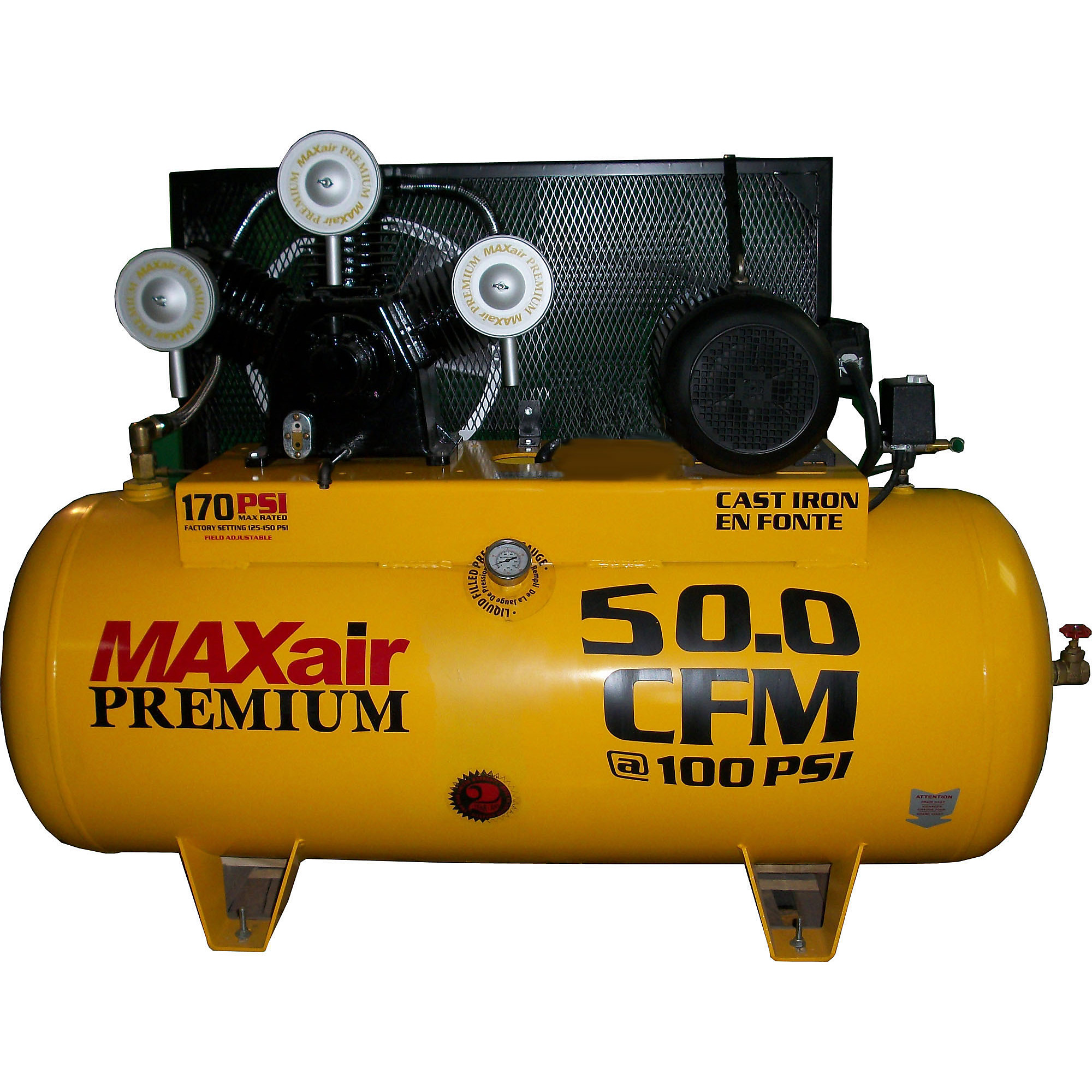 Compresor de aire MAXair de 120 galones con 50 CFM premium, 10 HP, tanque de aire de 120 galones, Modelo # C105120H1-CS575-MAP.