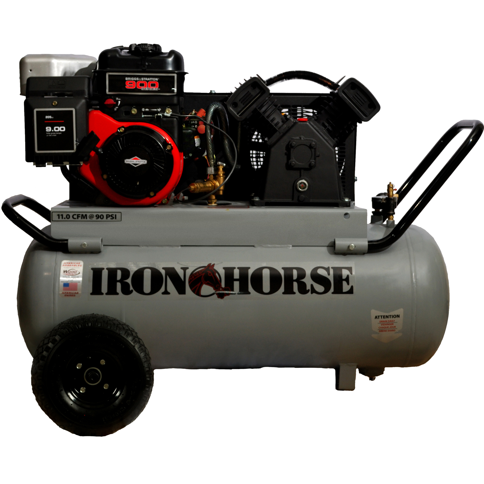 Compresor de aire portátil Iron Horse de 25 galones, 6 HP de potencia