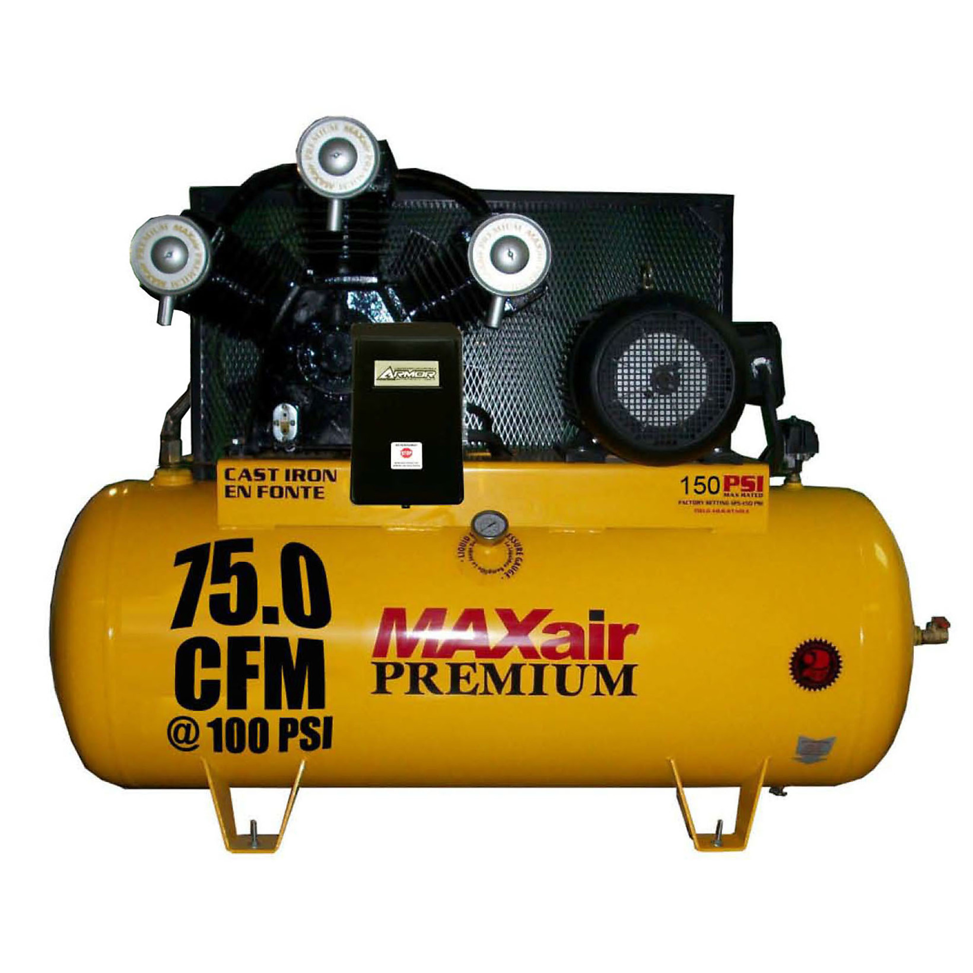 Compresor de Aire Premium MAXair de 120 Galones, 75 CFM, 20 HP, Modelo C203120H1-MS208-MAP.