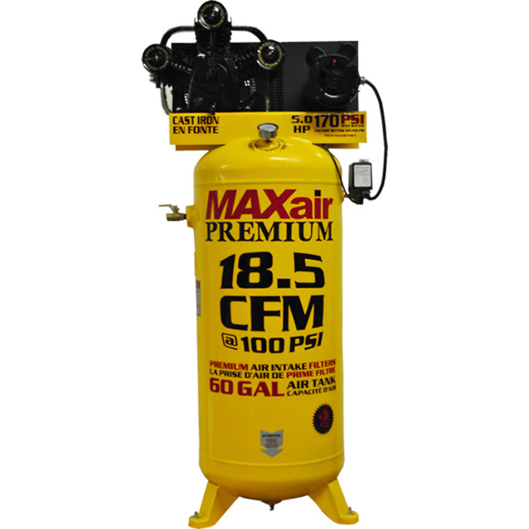 Compresor de Aire Premium MAXair de 60 Galones 18.5 CFM, 5 HP, 220 Voltios - Modelo C5160V1-MAP