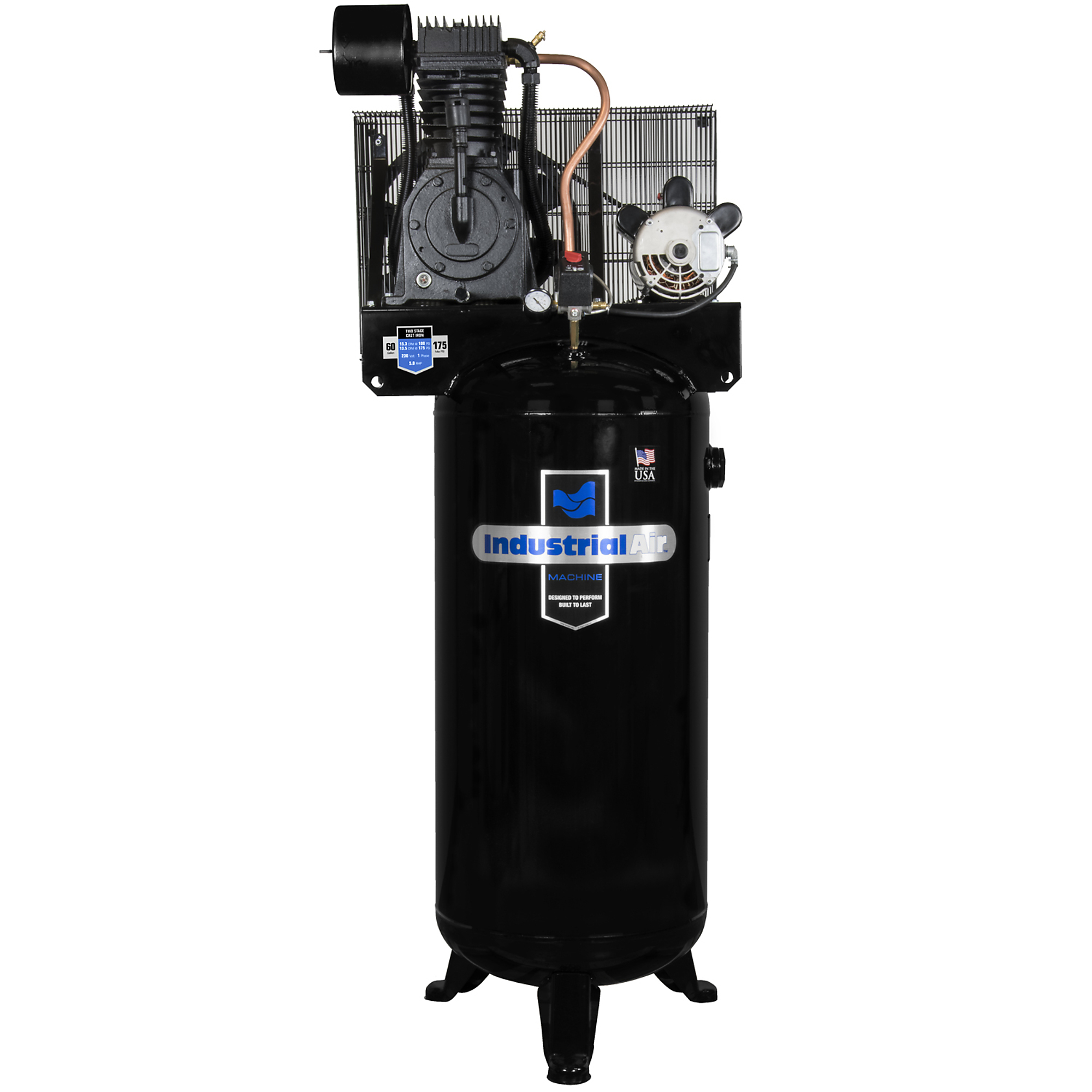 Compresor de aire vertical de 60 galones, dos etapas, para uso industrial, modelo # IV5076055.
