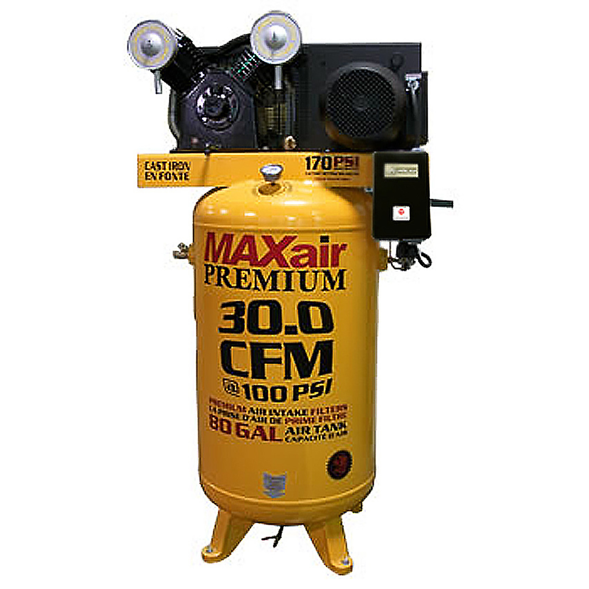 Compresor de aire MAXair de 80 galones, 7.5 HP, 30 CFM, Modelo C7180V1-MS-MAP