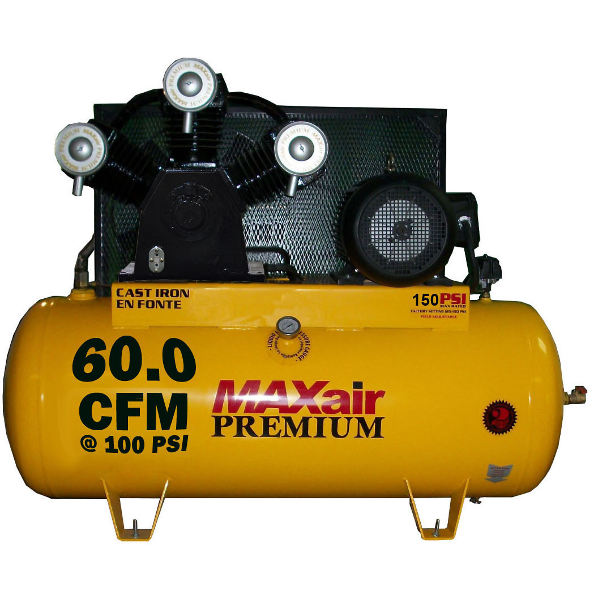 Compresor de aire premium MAXair de 120 galones, 60 CFM, 15 HP - Modelo# C153120H1-CS460-MAP