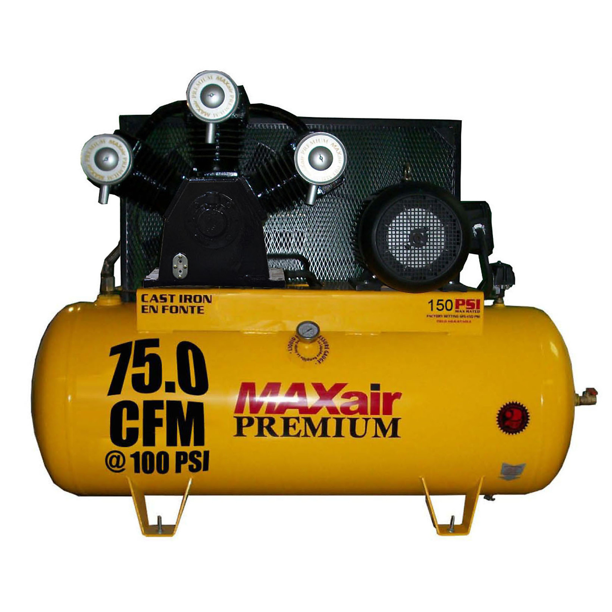 Compresor de aire premium MAXair 75 CFM 120 galones, 20 HP, modelo C203120H1-CS460-MAP.