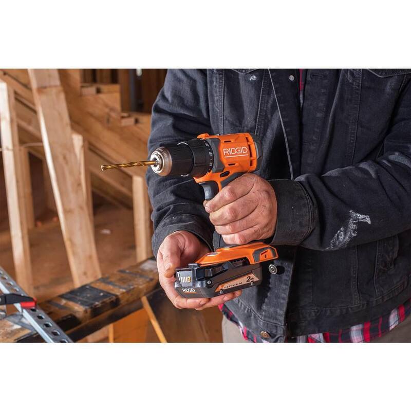 RIDGID 18V Taladro/destornillador inalámbrico de 1/2 pulgadas con (1) Batería de 2.0 Ah y Cargador - R86001K