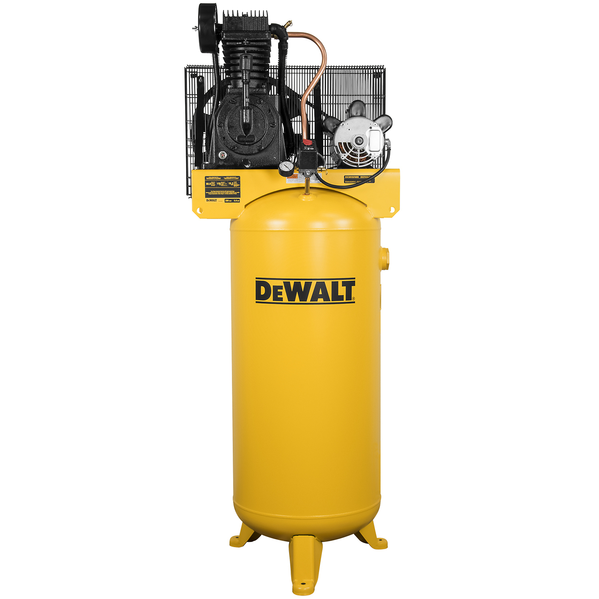 Compresor de aire DEWALT de 60 galones, vertical, de dos etapas, 5 HP, modelo # DXCMV5076055.