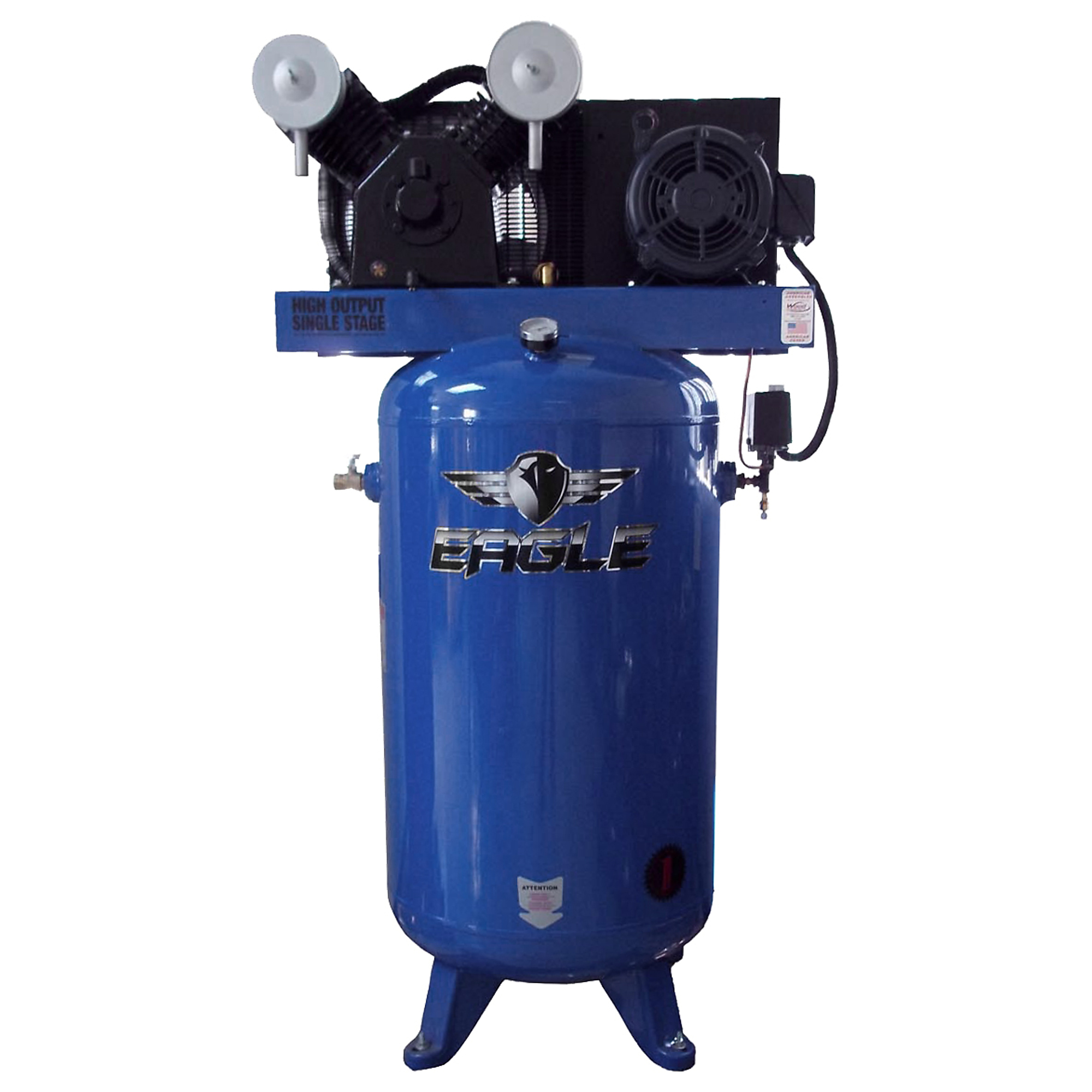 Compresor de aire EAGLE de 80 galones y 30 CFM, 7.5 HP, tamaño del tanque de 80 galones, modelo C7380V1-CS4.