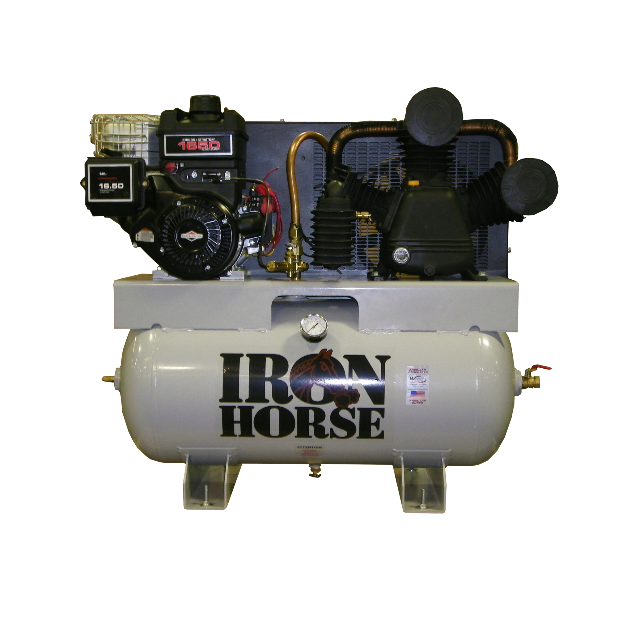 Compresor montado en camión Iron Horse de 30 galones, 14 HP, modelo IH12G30TRKE-BS.